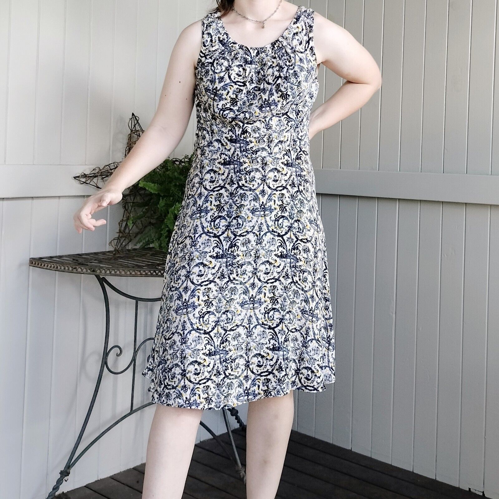 Designer A Line Tea Pleated Crepe Jacquard Teacher Cocktail Dress Size L / US 10 / IT 46 - 3 Thumbnail