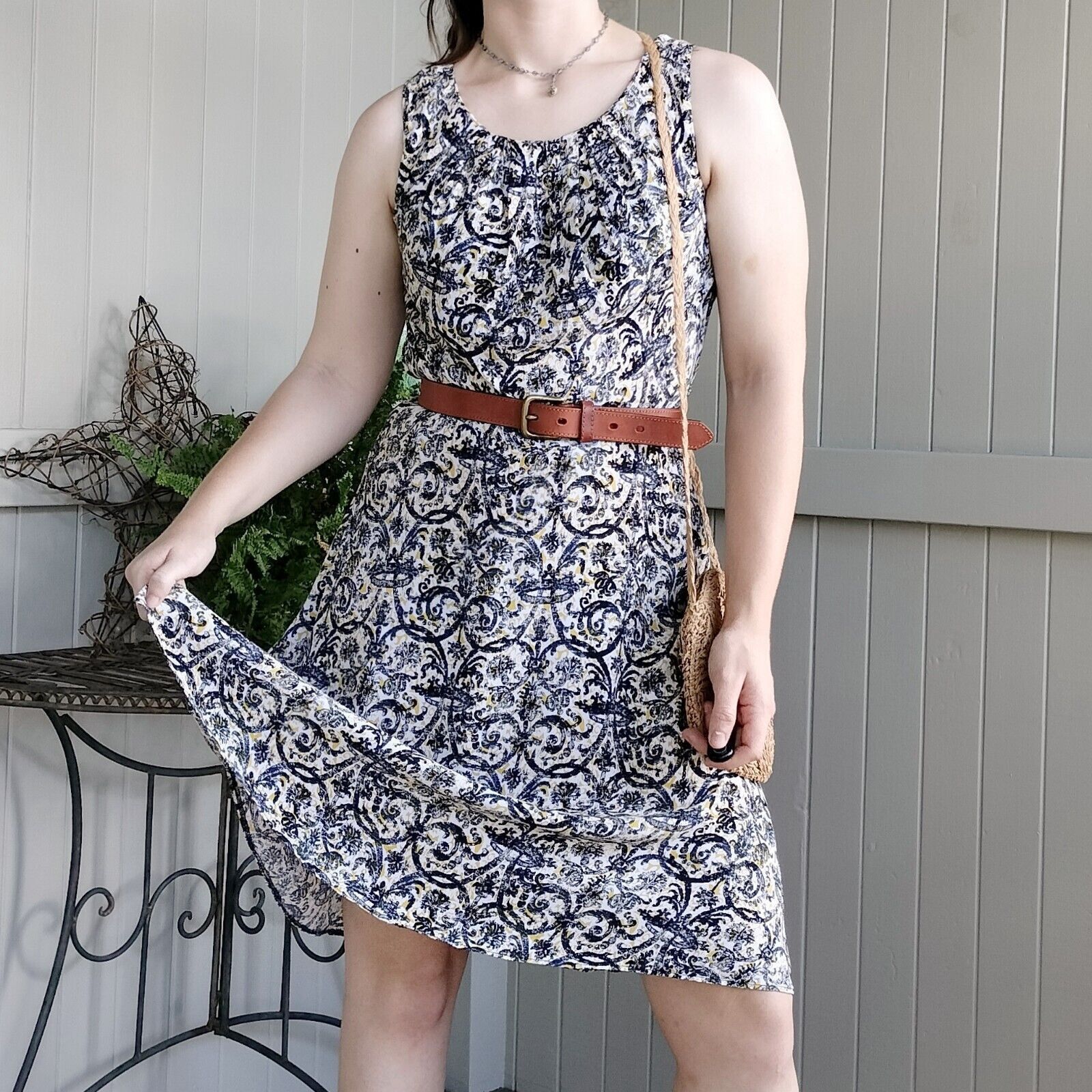 Designer A Line Tea Pleated Crepe Jacquard Teacher Cocktail Dress Size L / US 10 / IT 46 - 1 Thumbnail