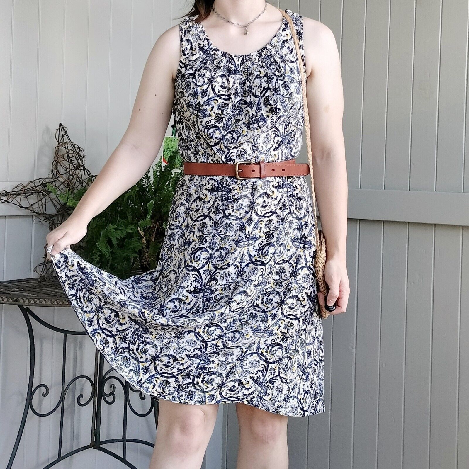 Designer A Line Tea Pleated Crepe Jacquard Teacher Cocktail Dress Size L / US 10 / IT 46 - 2 Thumbnail