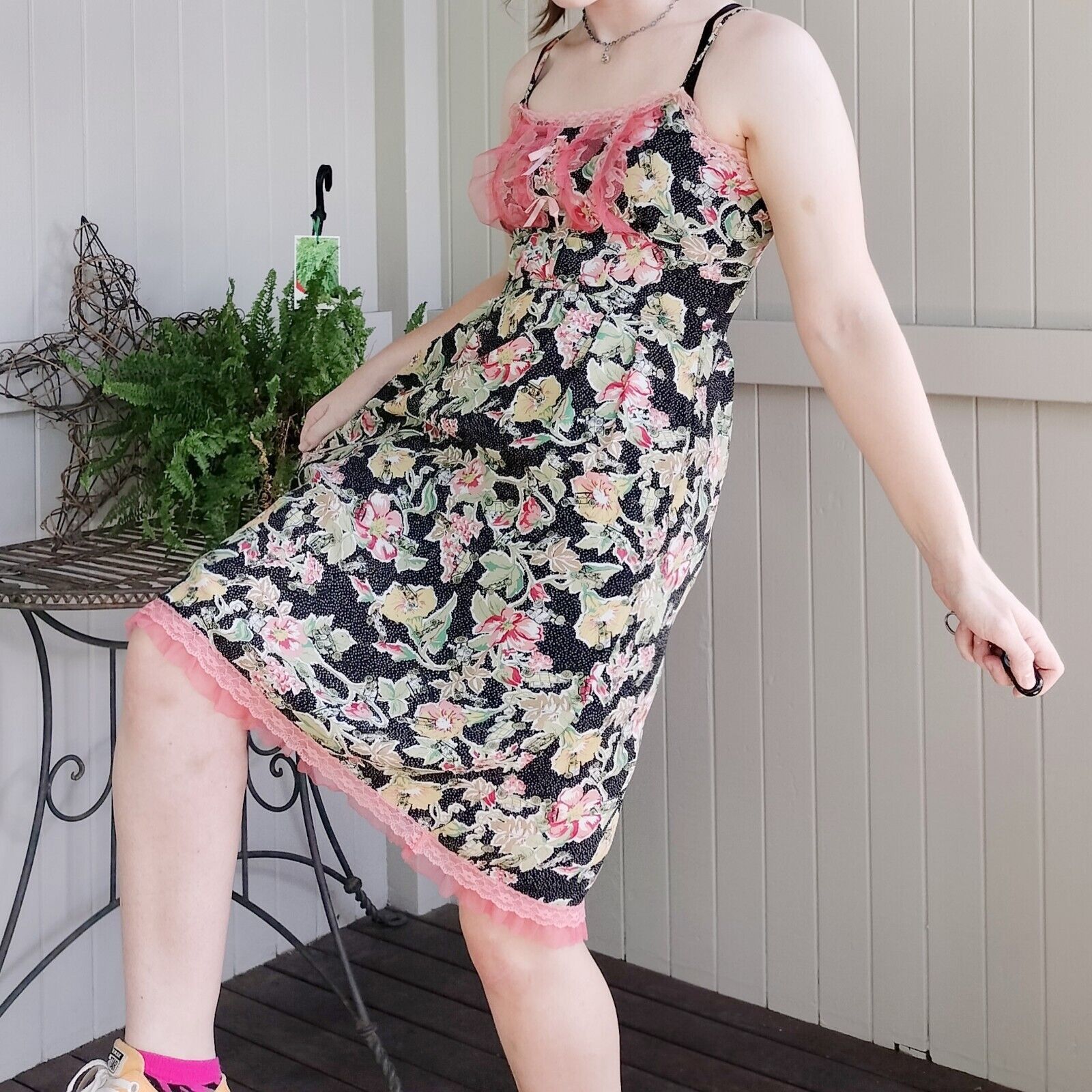 Designer Oliver & Isabelle Dress Floral A Line Midi Tea Tulle Size M / US 6-8 / IT 42-44 - 4 Thumbnail