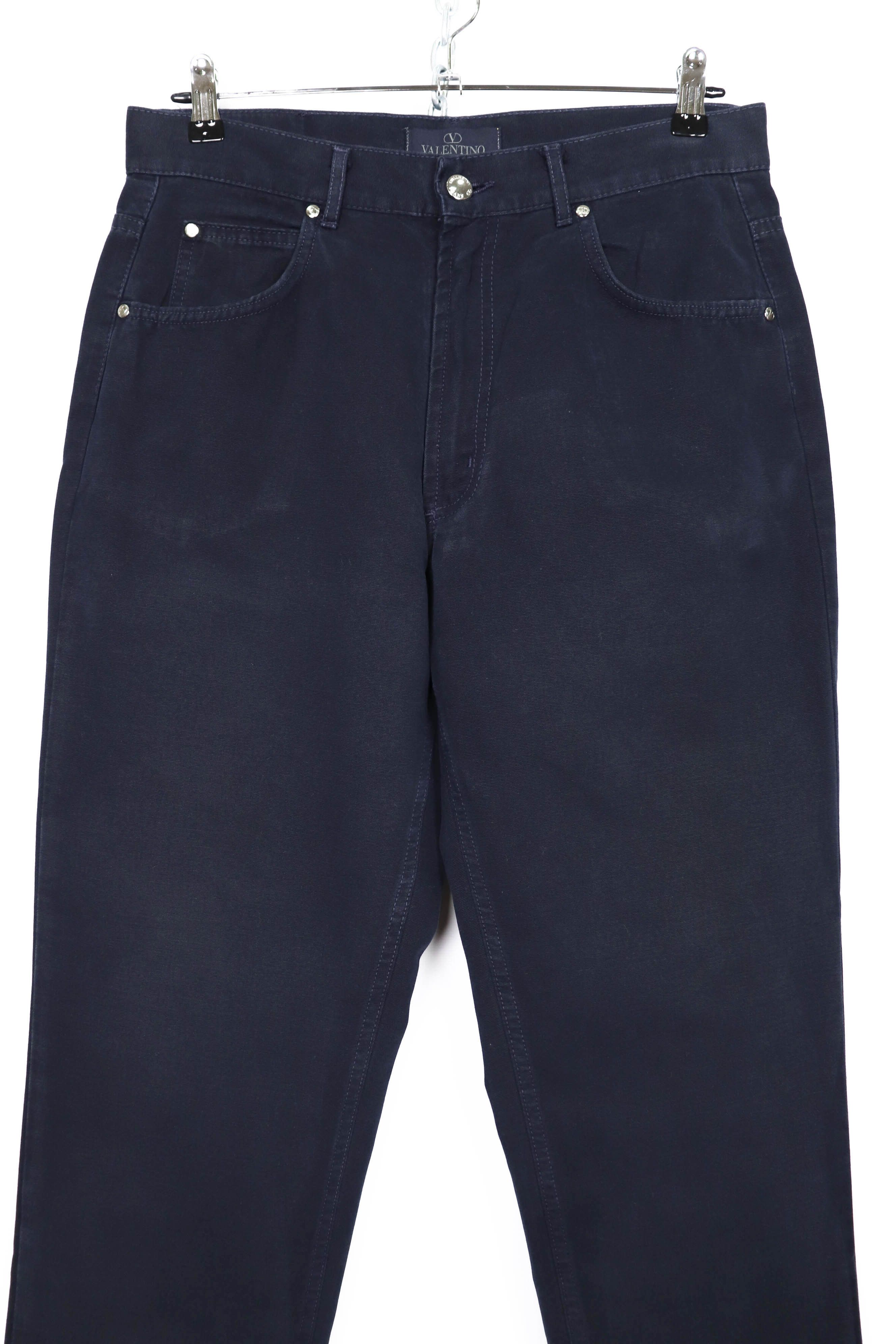 Valentino Valentino Vintage 90s Dark Navy Cotton Jeans Pants Size US 31 - 3 Thumbnail