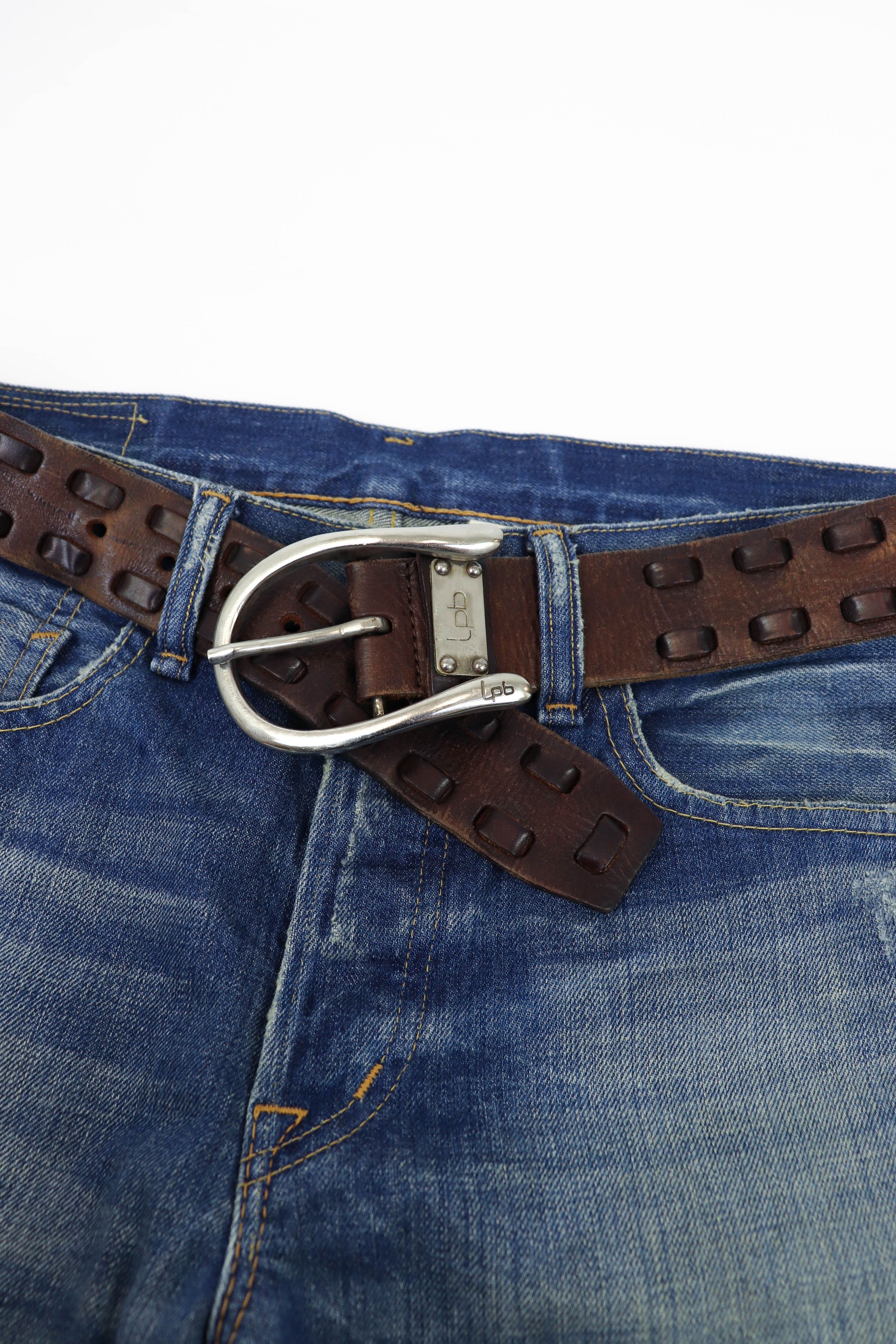 Designer Lpb Woven Details Brown Genuine Cow Leather Belt Size ONE SIZE - 6 Thumbnail