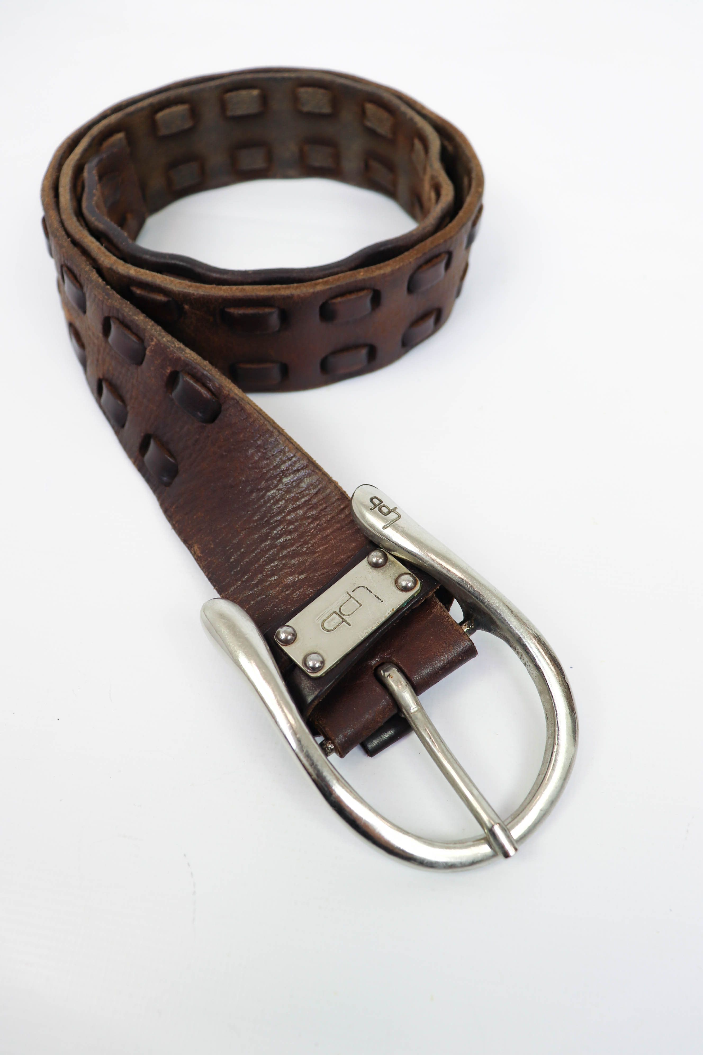 Designer Lpb Woven Details Brown Genuine Cow Leather Belt Size ONE SIZE - 3 Thumbnail