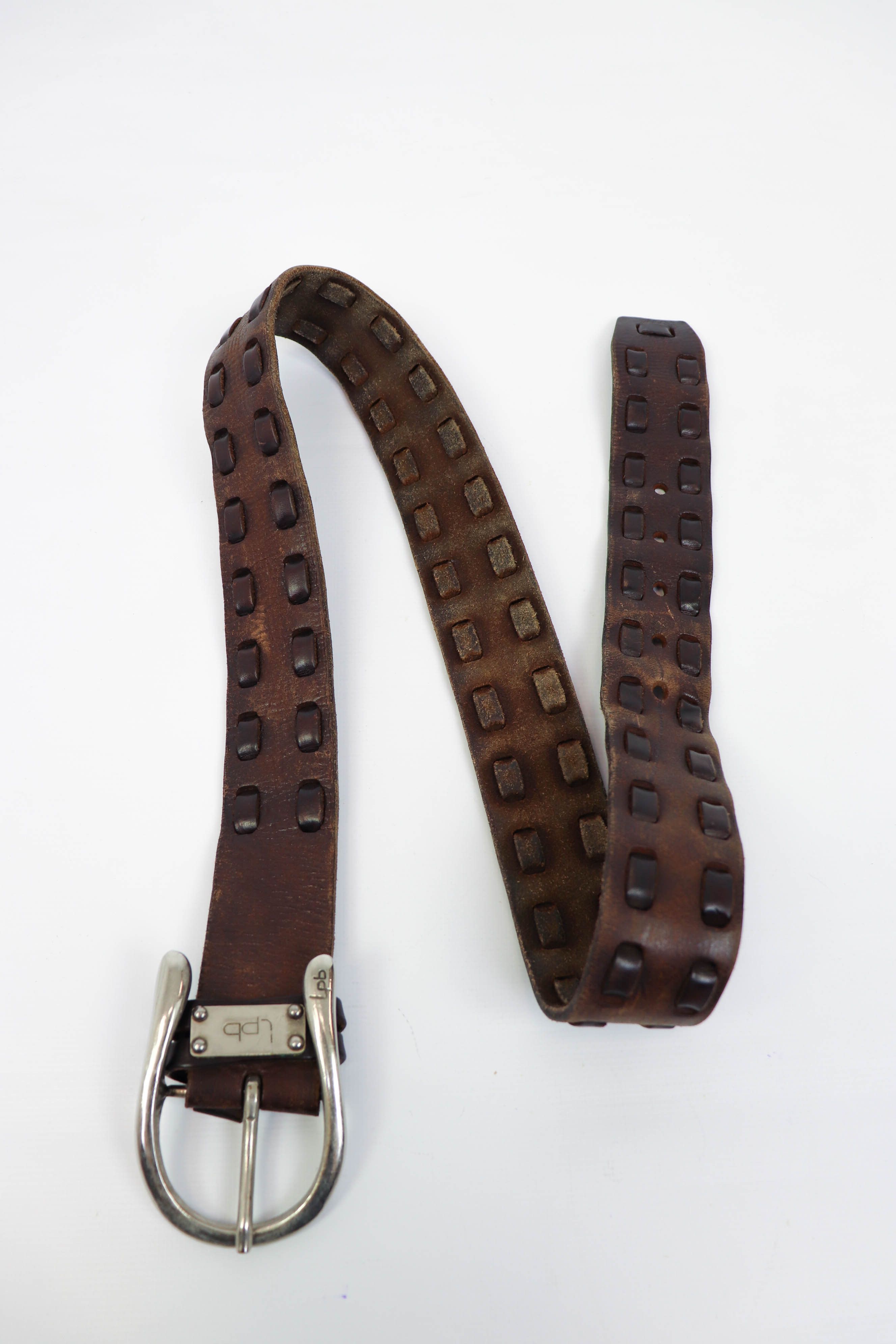 Designer Lpb Woven Details Brown Genuine Cow Leather Belt Size ONE SIZE - 7 Thumbnail