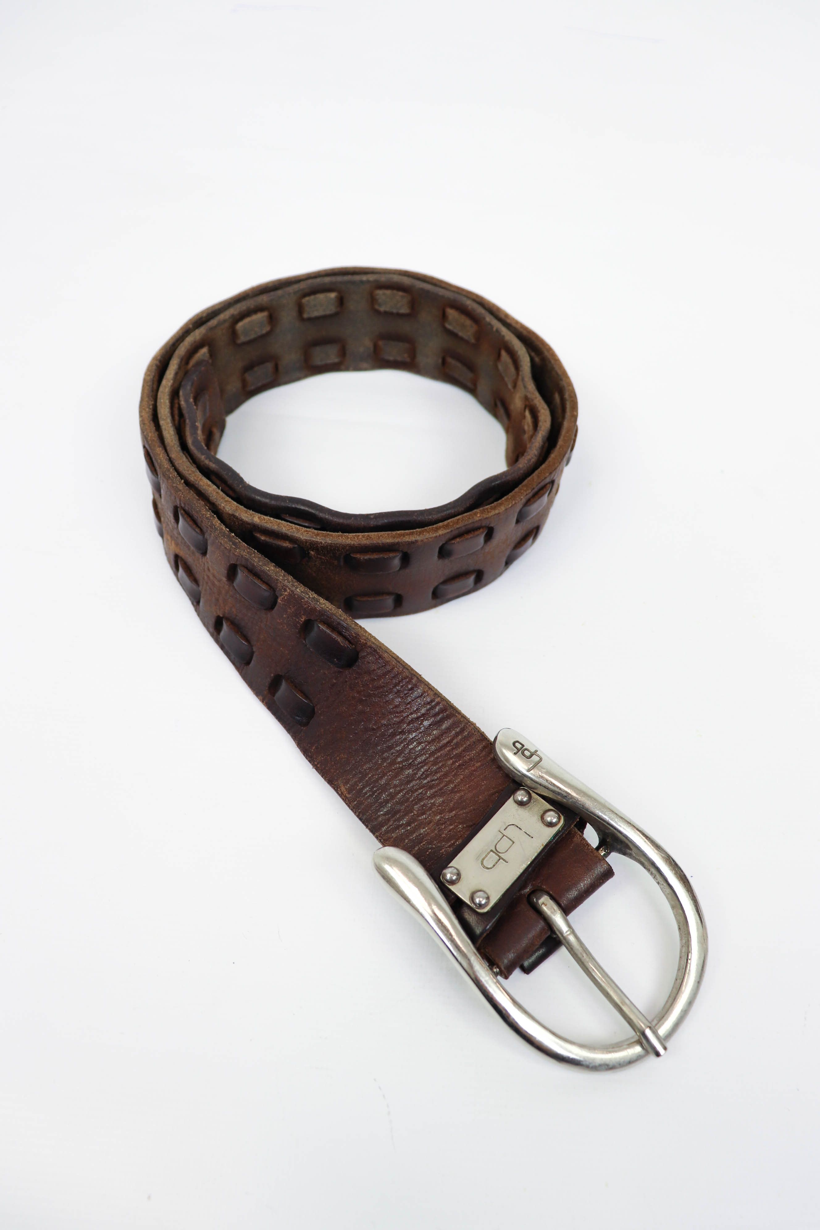 Designer Lpb Woven Details Brown Genuine Cow Leather Belt Size ONE SIZE - 2 Thumbnail