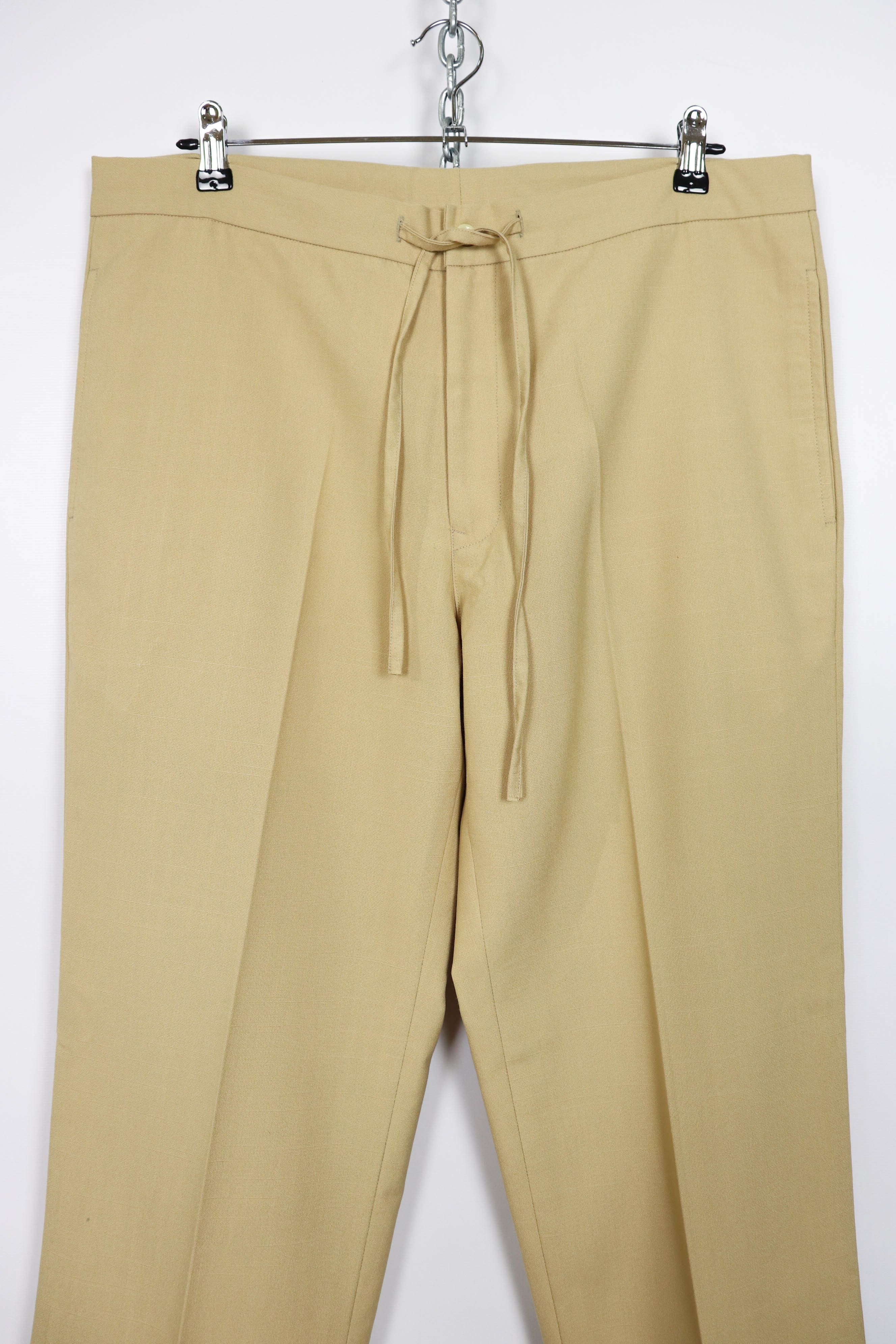 Other Noname Beige Tan Linen Cotton Blend Summer Trousers Pants Size US 34 / EU 50 - 3 Thumbnail