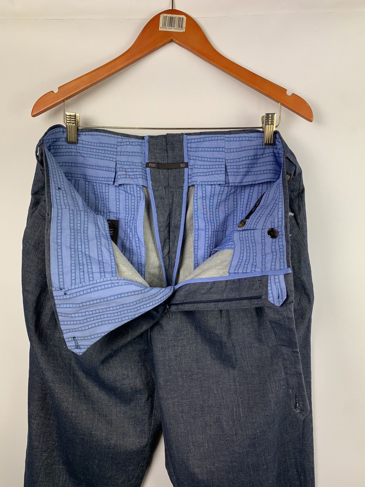 PT Torino PT01 men’s cotton linen carrot fit suit pants size 50 blue Size 40R - 8 Thumbnail