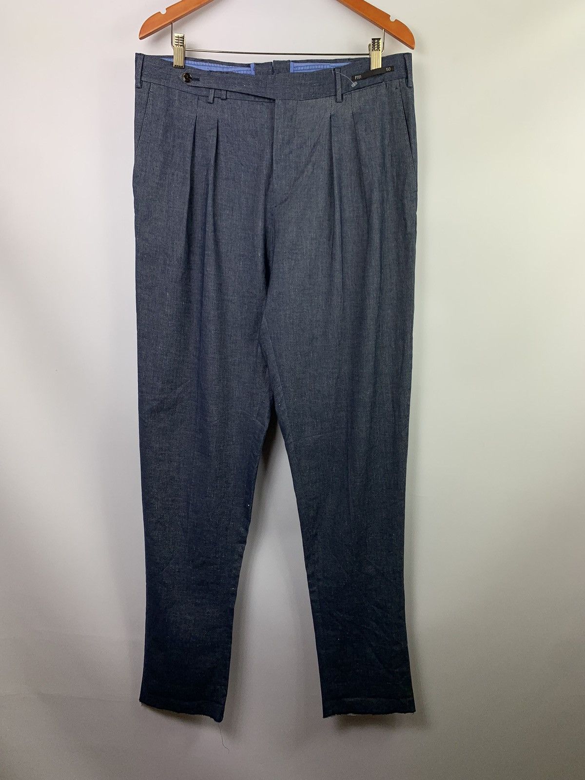 PT Torino PT01 men’s cotton linen carrot fit suit pants size 50 blue Size 40R - 6 Thumbnail