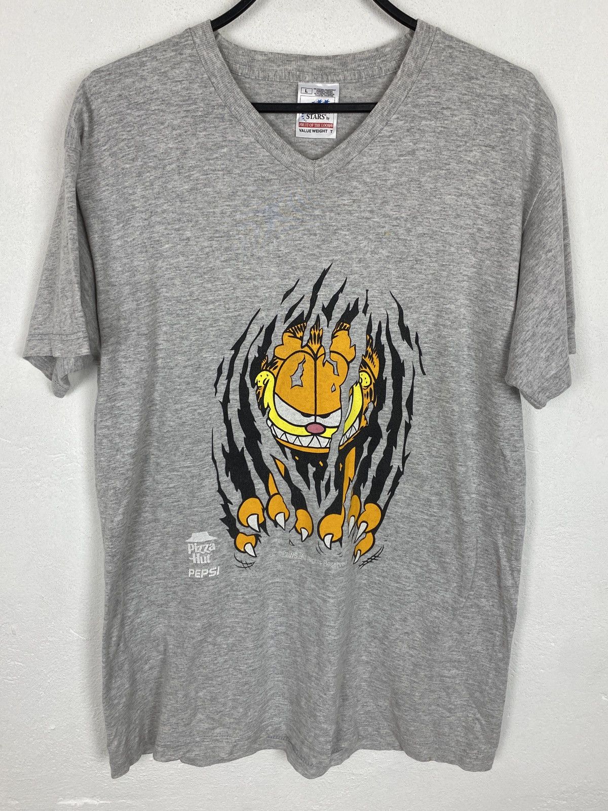Pepsi 90s Vintage Garfield x Pepsi x Pizza Hut T-Shirt In Grey Size US L / EU 52-54 / 3 - 1 Thumbnail