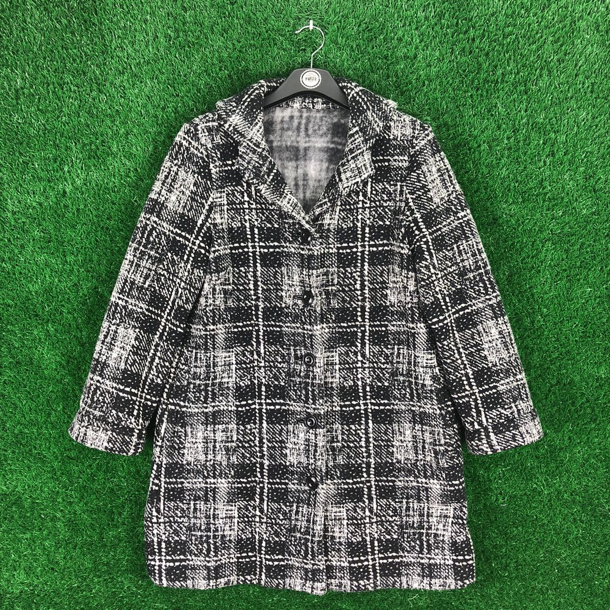 Japanese Brand Vintage Knit Long Coat Single Breasted by Ceci Ou Cela Size S / US 4 / IT 40 - 1 Thumbnail