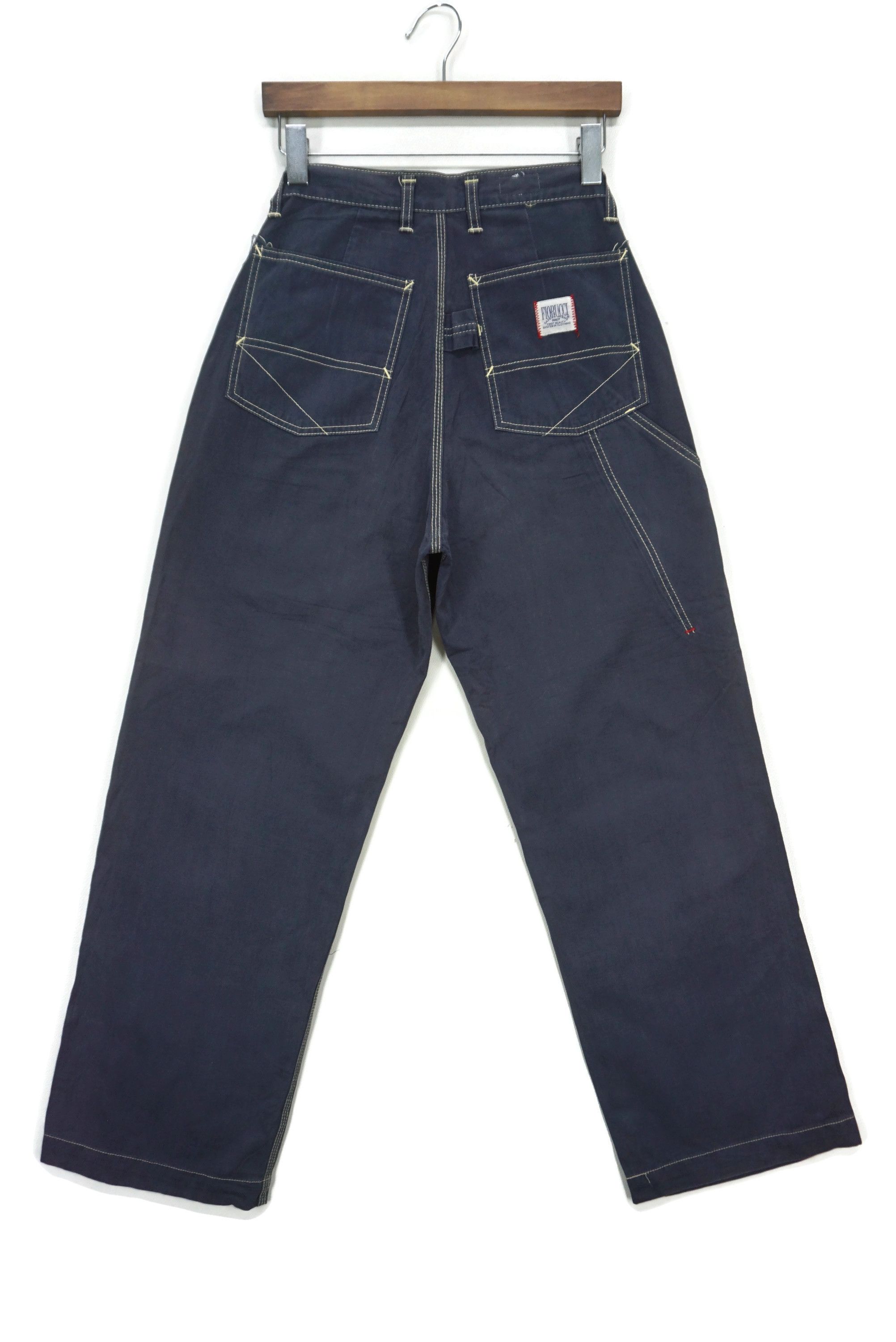 image of Fiorucci High Waisted Safety Jeans Italy Carpenter Hickory Dungarees in Grey, Women's (Size 26)