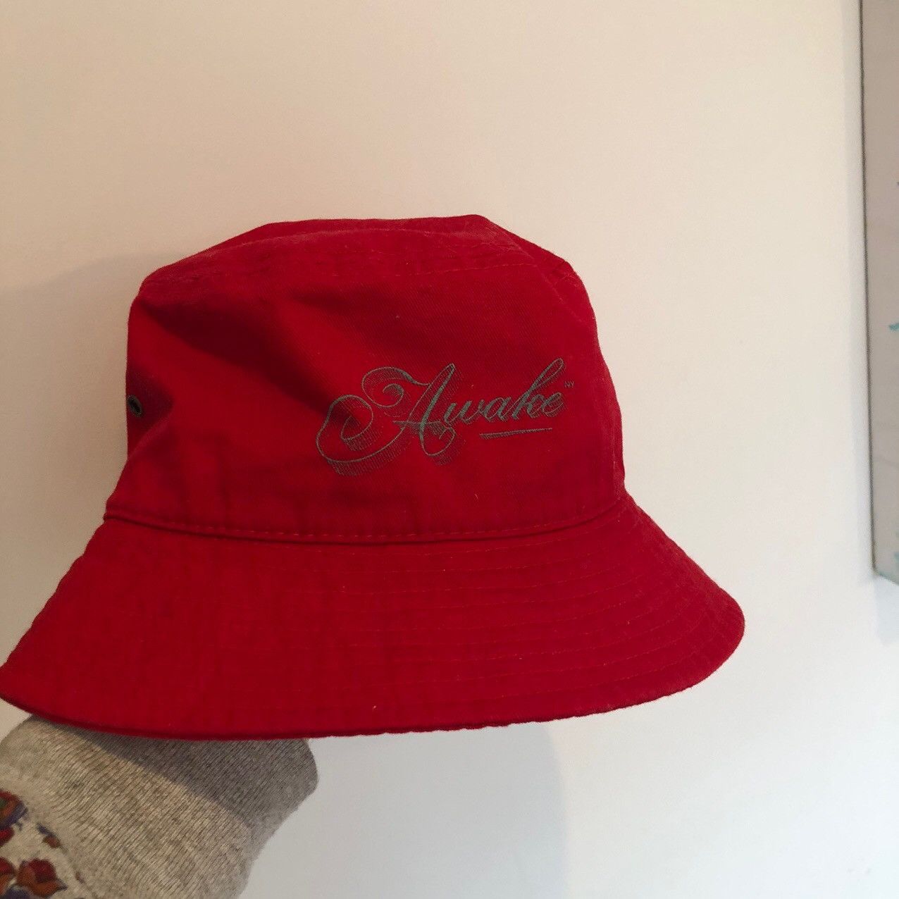 image of Awake Ny Script Bucket Hat in Red, Men's