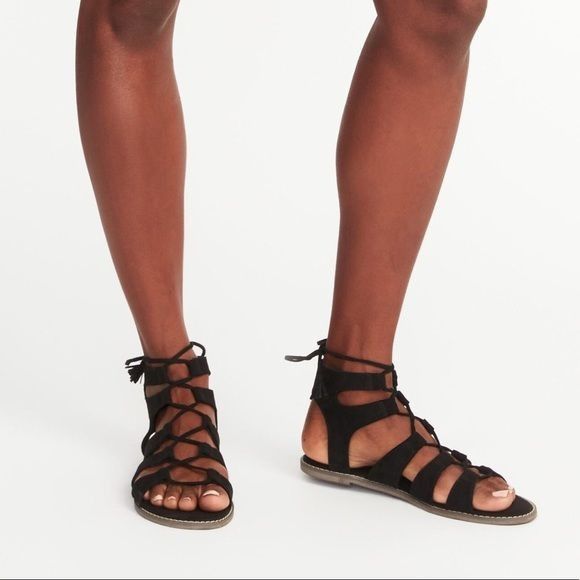 Other Womens Old Navy Gladiator Sandals Size 7 Black Lace Up Grailed