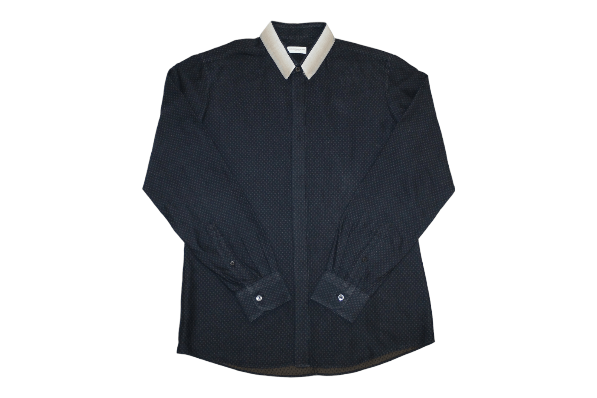 Dries Van Noten Indigo Dyed Textured Shirt Gradient Colar