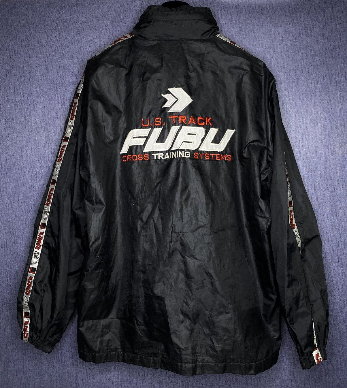 Fubu Vintage Light Rain Jacket Big Logo Rap 90s