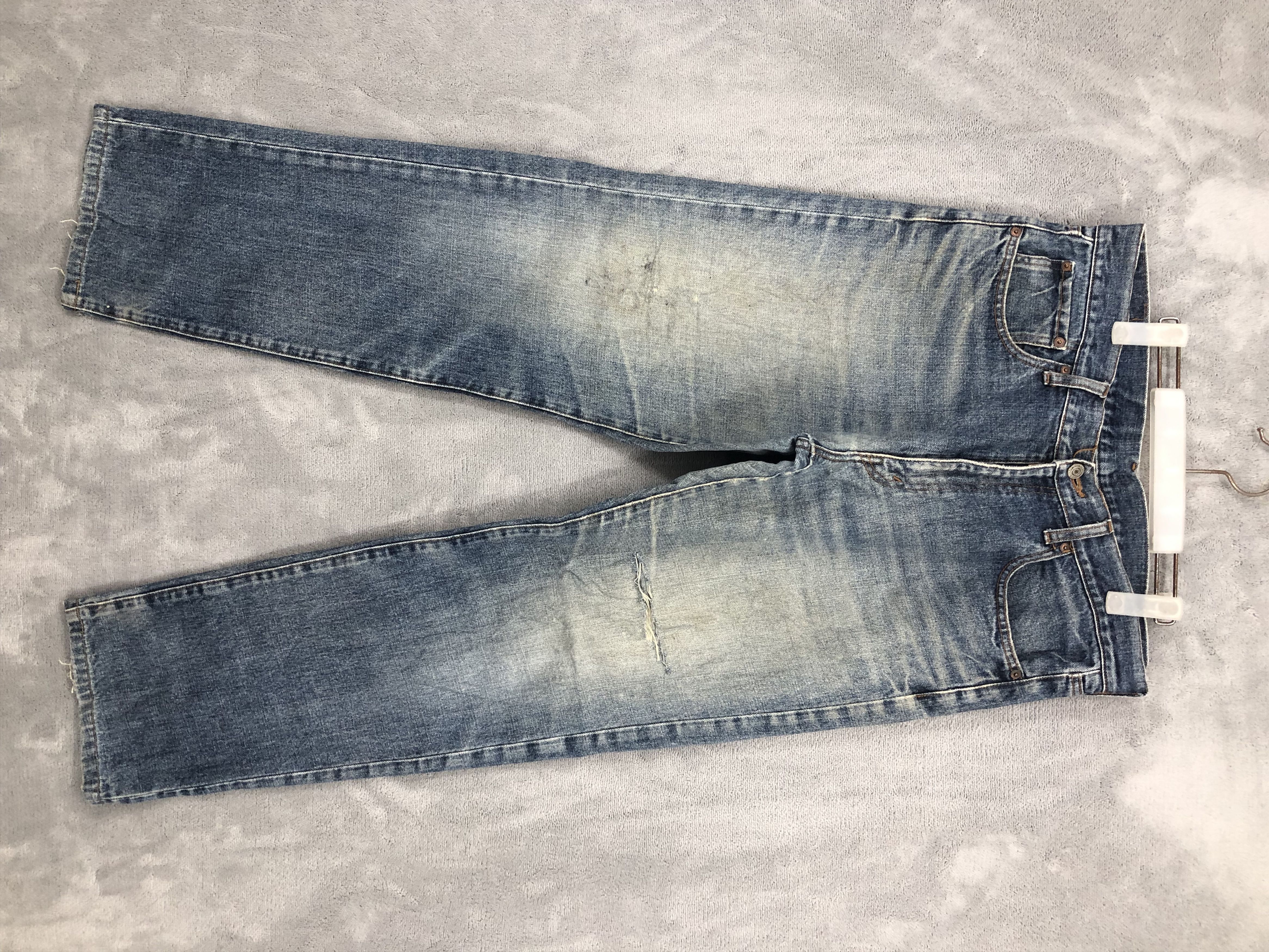 image of Bobson Faded Distressed Denim Jean in Blue, Men's (Size 35)