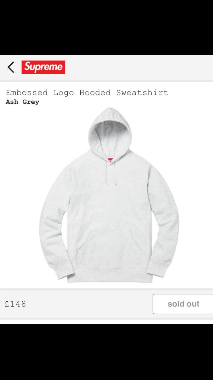 Supreme Embossed Ash Grey Hoodie