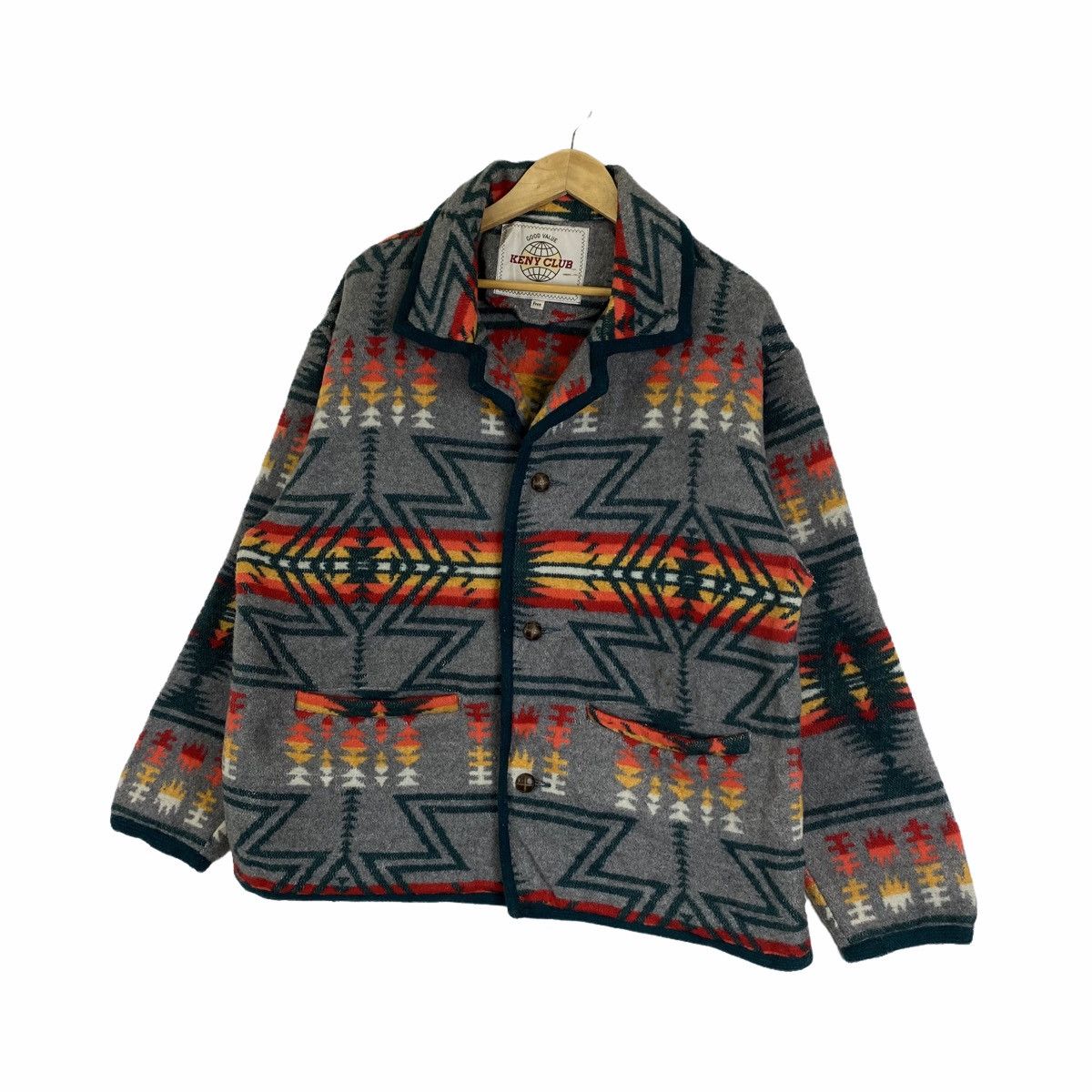 Native KENY CLUB AZTEC Navajo Native Design Wool Coat Jacket Size US L / EU 52-54 / 3 - 4 Thumbnail
