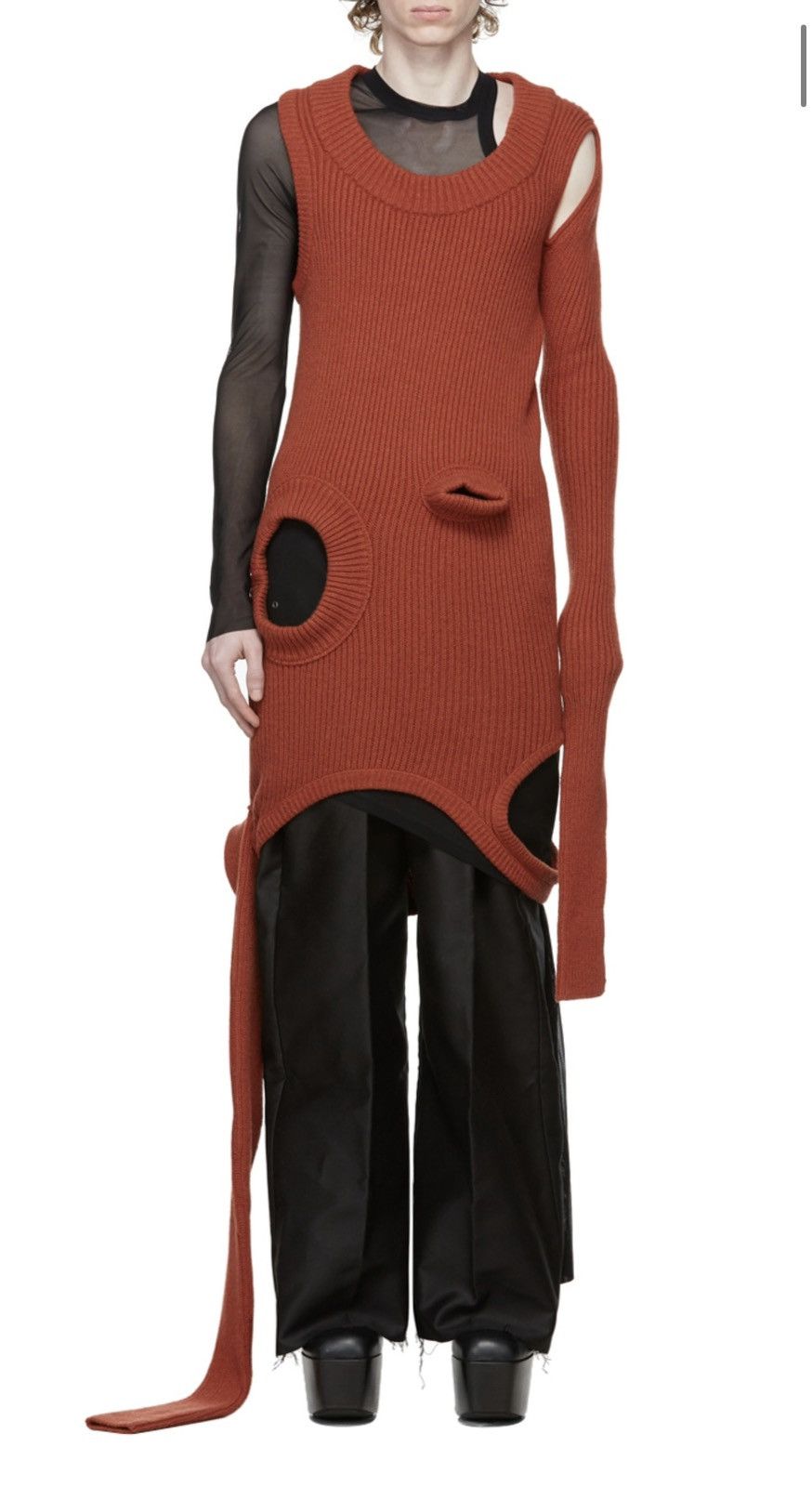 image of Rick Owens Size S Gethsemane Cashmere Banana Knit Carnelian in Red, Men's