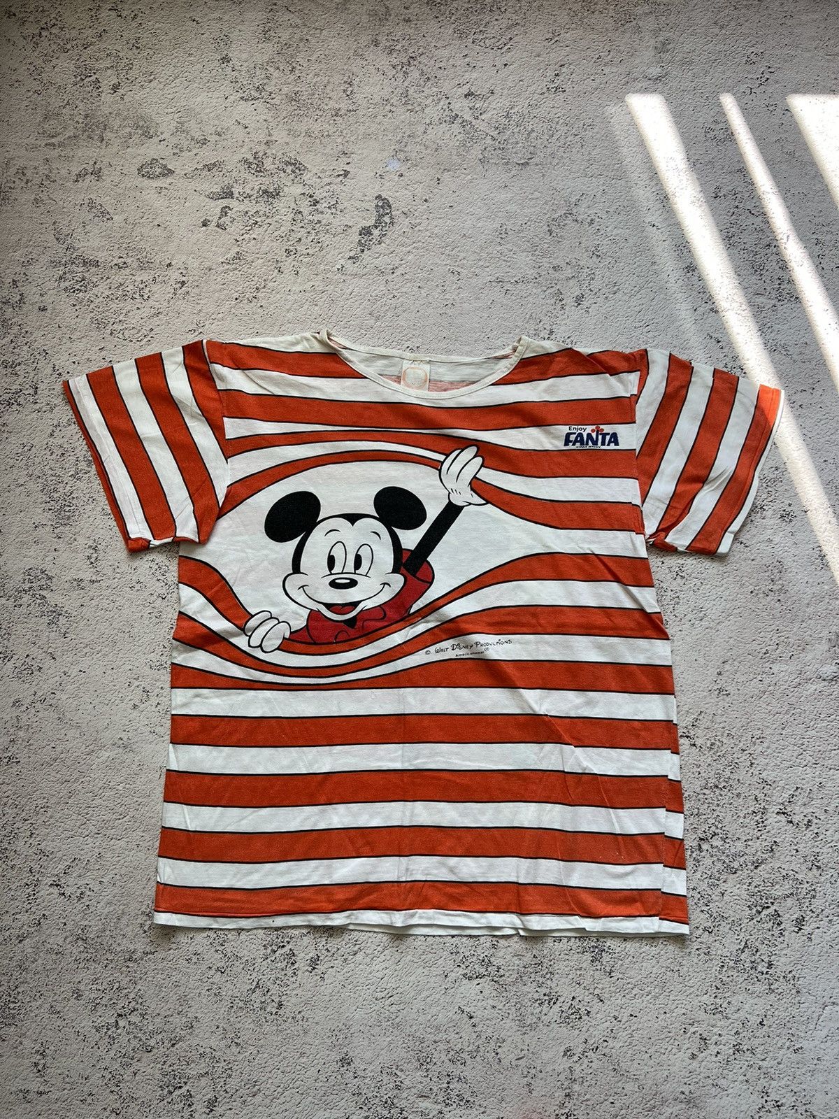 Disney × Vintage 80s 🔥 Fanta Promo Mickey Mouse Striped t-shirt Size US L / EU 52-54 / 3 - 1 Thumbnail