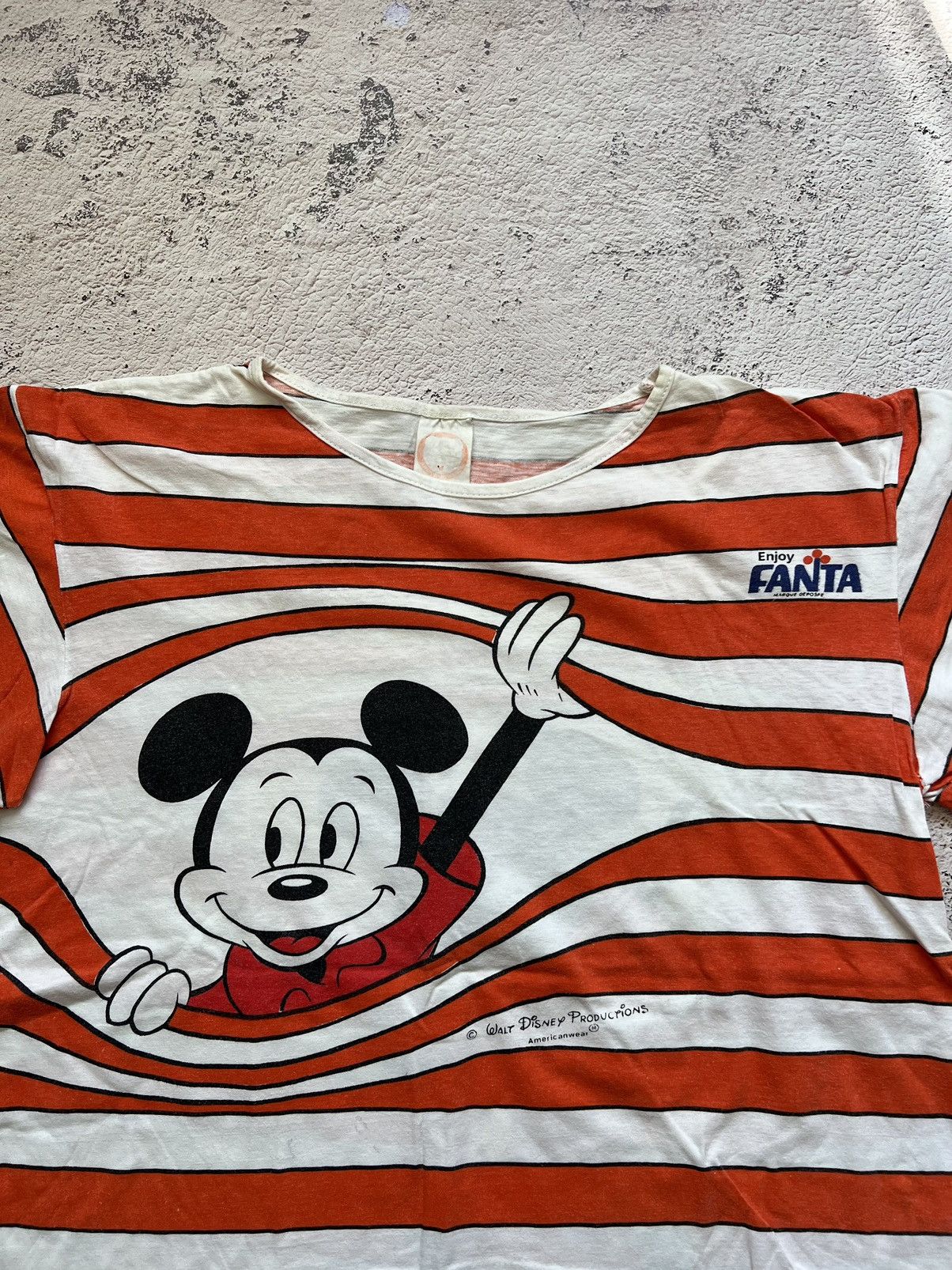 Disney × Vintage 80s 🔥 Fanta Promo Mickey Mouse Striped t-shirt Size US L / EU 52-54 / 3 - 2 Thumbnail