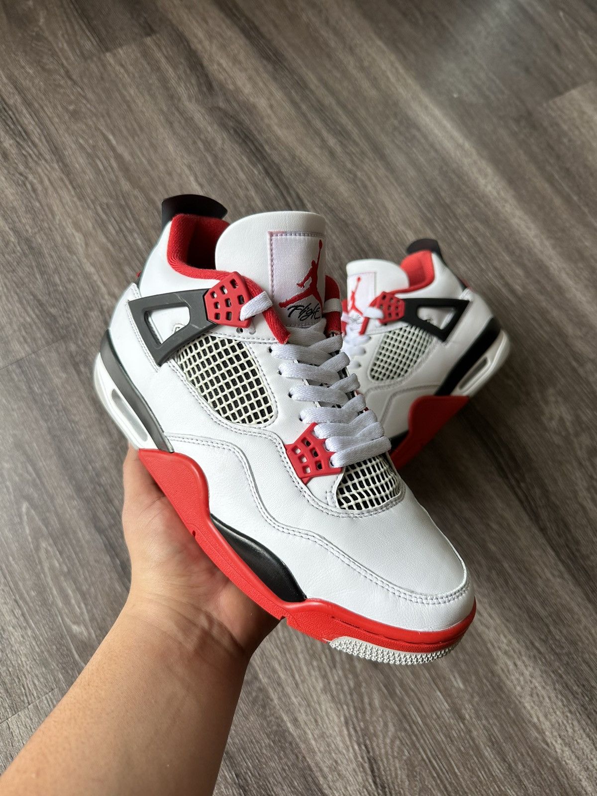 Nike AJ4 Air Jordan 4 Retro Fire Red Bred White/Red/Black | Grailed