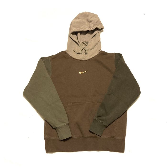 Nike Nike Metallic Swoosh Brown Hoodie central logo colour block