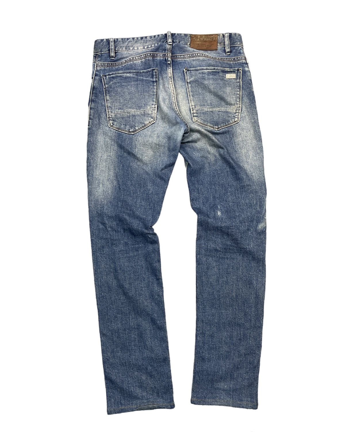 image of Distressed Denim x Napapijri Vintage Napajiri Slim Fit Jeans Stretch Faded Blue Wash (Size 34)