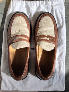 Aime Leon Dore Penny Loafers Brown/White Grained Leather Size 7 /Fits Like 8