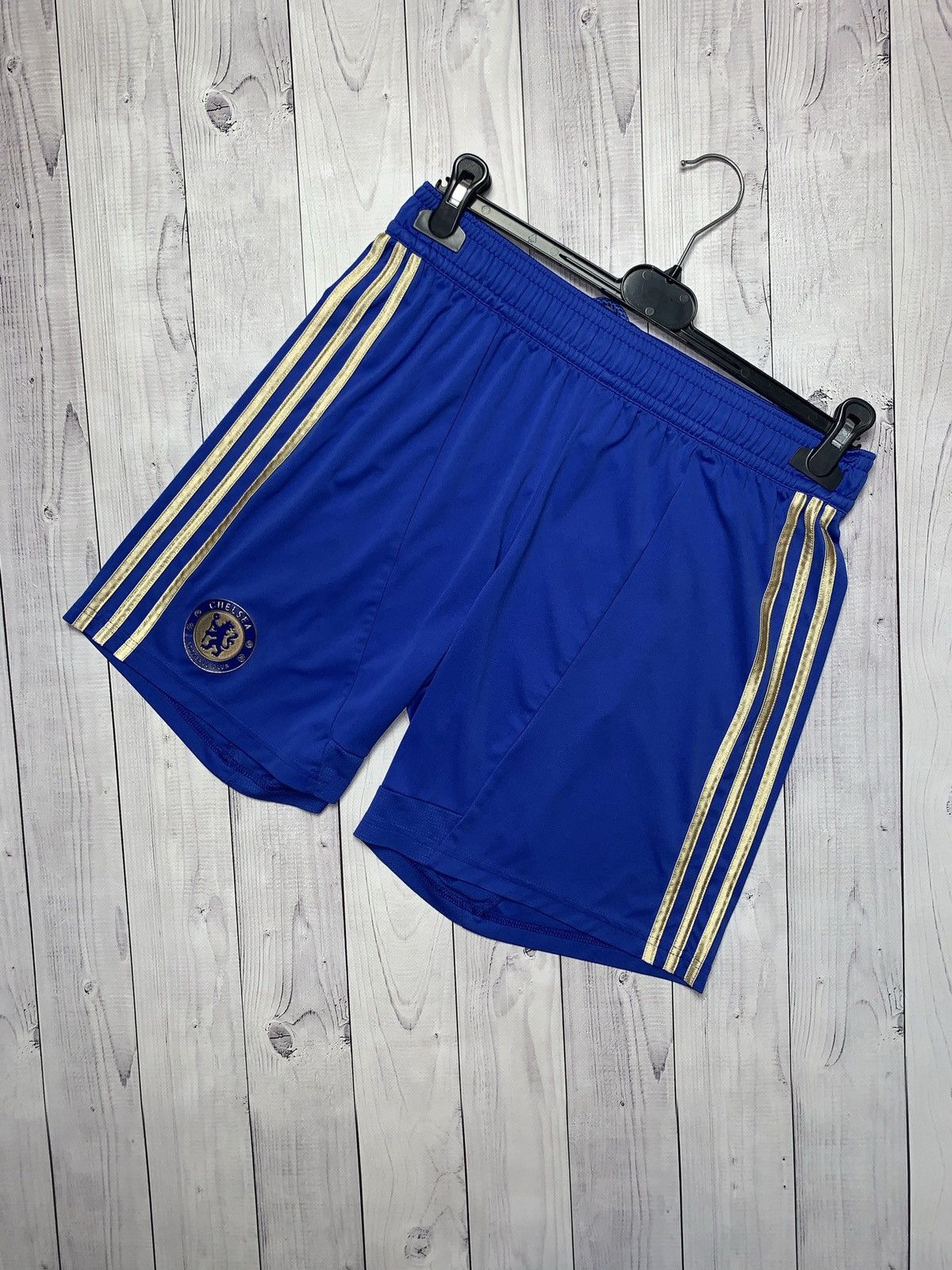 Vintage Adidas Chelsea soccer shorts gold striped