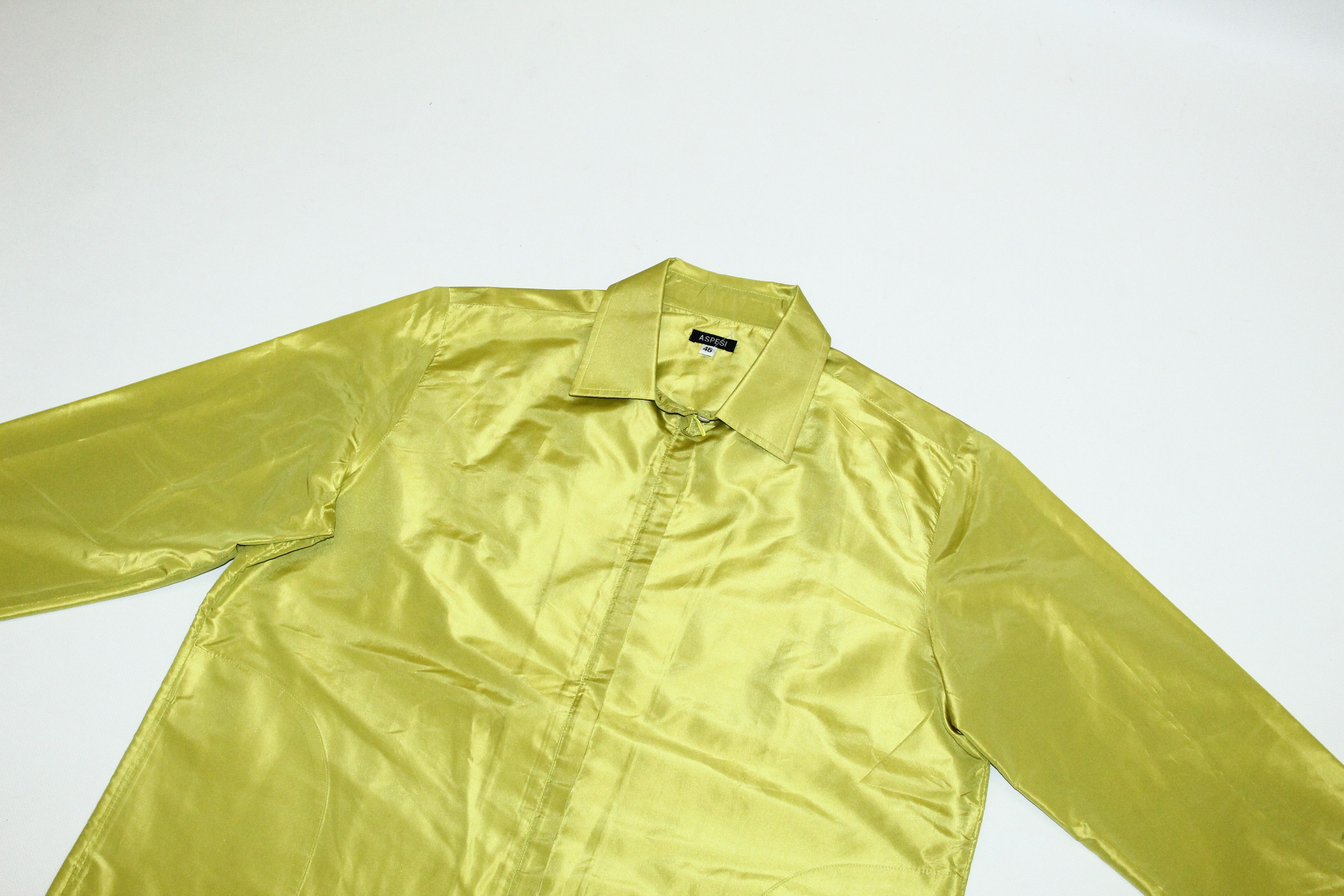 Aspesi Crazy DOPE💥 ASPESI Neon Satin Silk Hidden Zip Overshirt Size US S / EU 44-46 / 1 - 3 Thumbnail