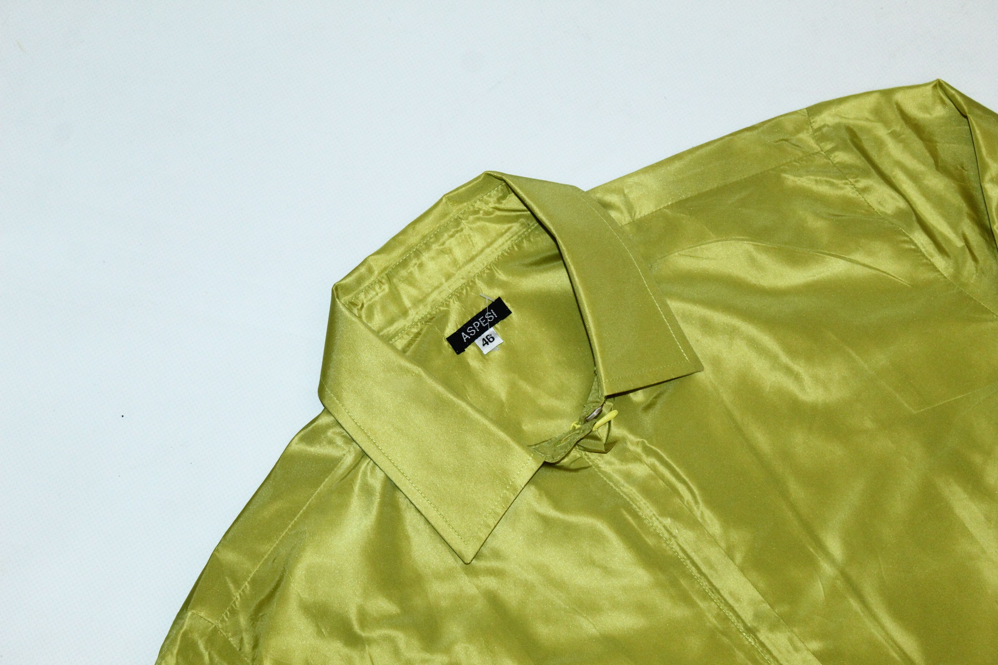 Aspesi Crazy DOPE💥 ASPESI Neon Satin Silk Hidden Zip Overshirt Size US S / EU 44-46 / 1 - 2 Thumbnail