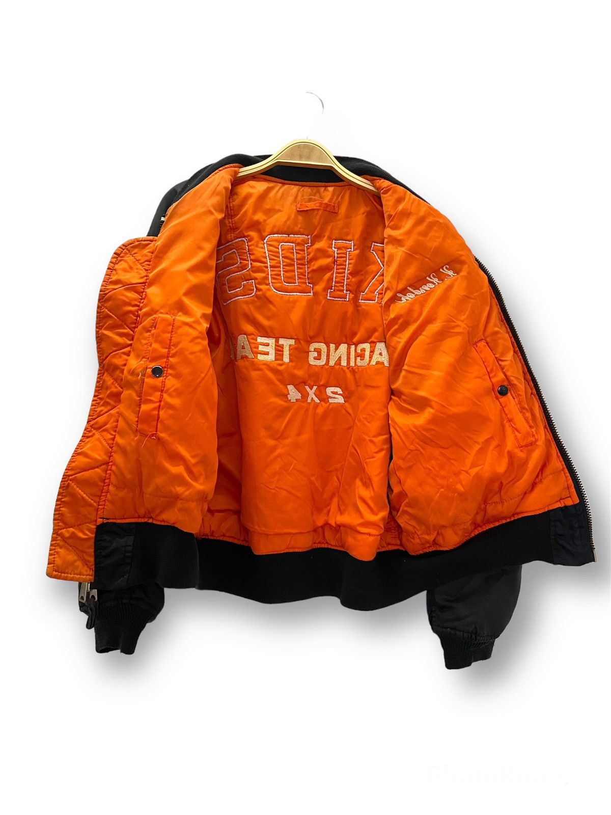 Vintage Vintage Kids Racing Team Embroidered Logo Bomber Jacket Size US L / EU 52-54 / 3 - 3 Thumbnail