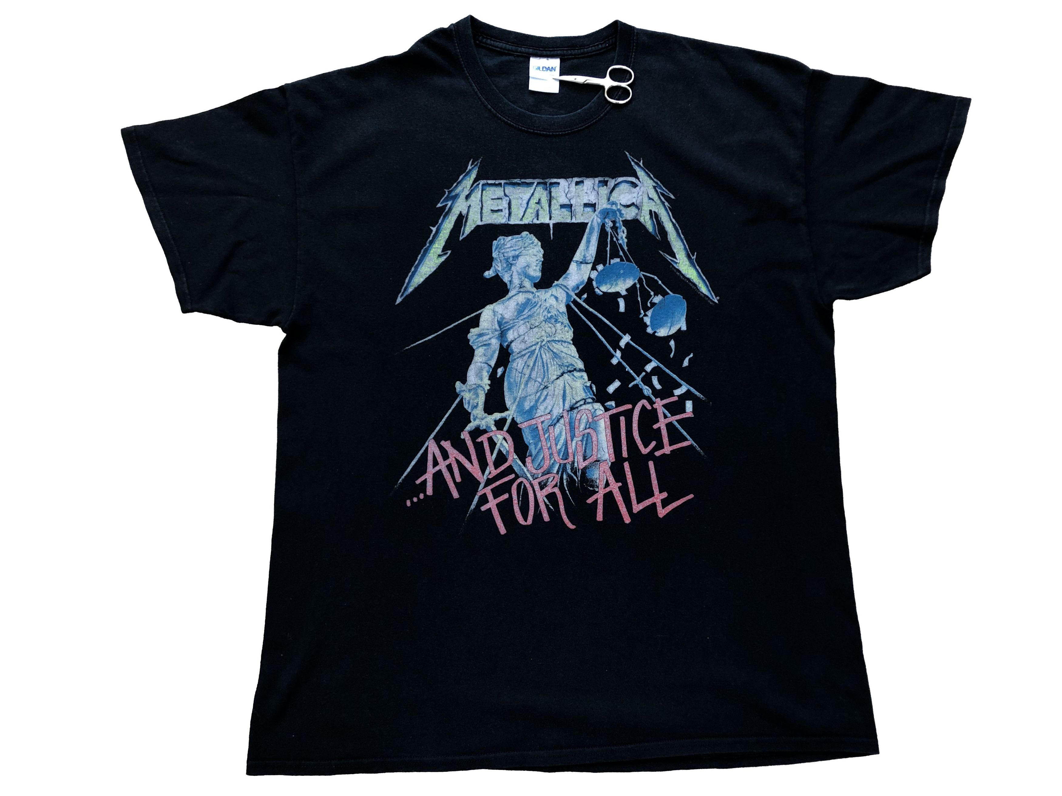 Band Tees × Metallica × Vintage Vintage Metallica Band Justice for All Gildan Tee Y2K Drill Size US XL / EU 56 / 4 - 1 Thumbnail