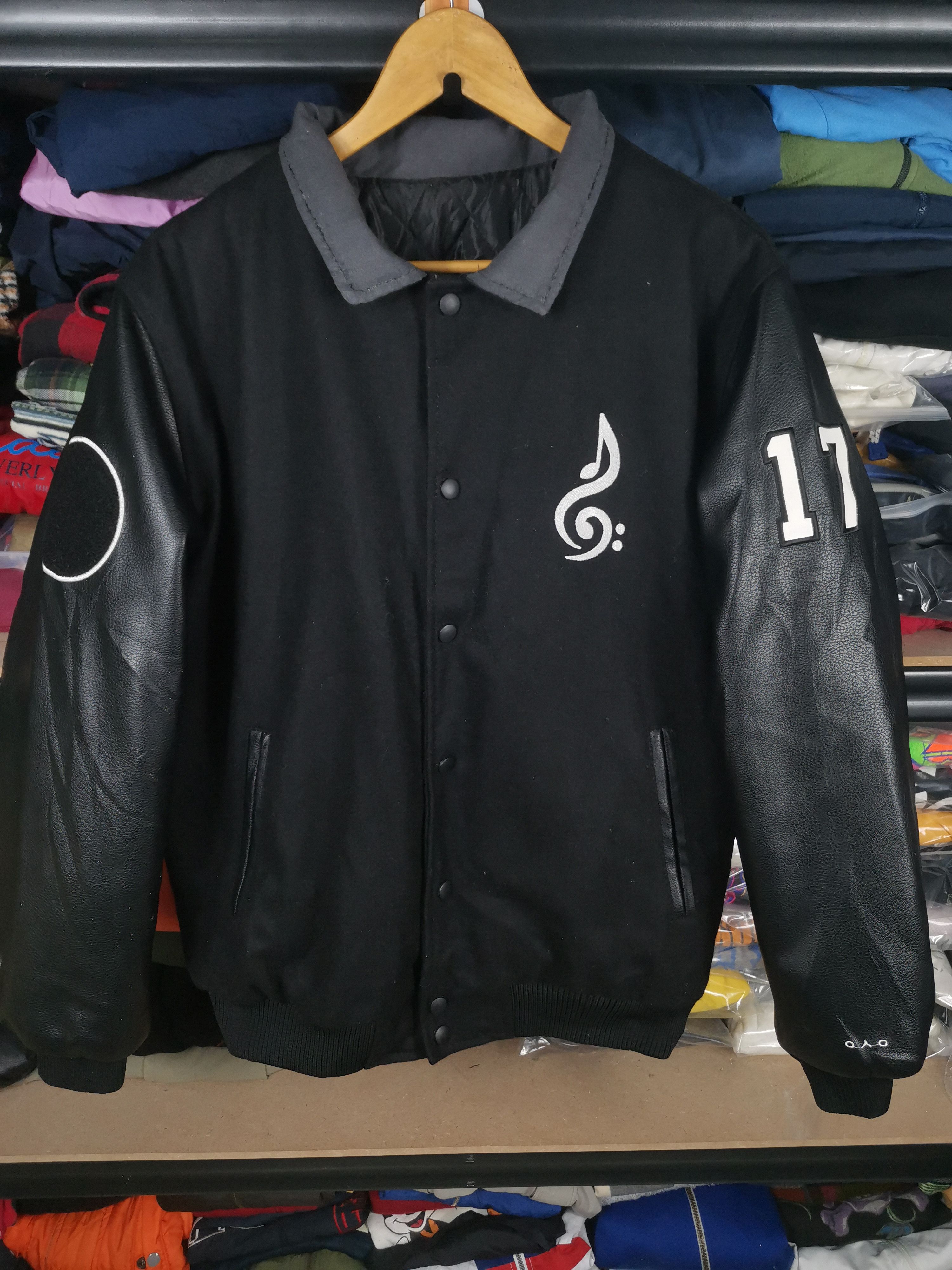 Japanese Brand Vintage Music Artist Pu Leather Sleeve Wool Varsity Jacket Size US XL / EU 56 / 4 - 3 Thumbnail