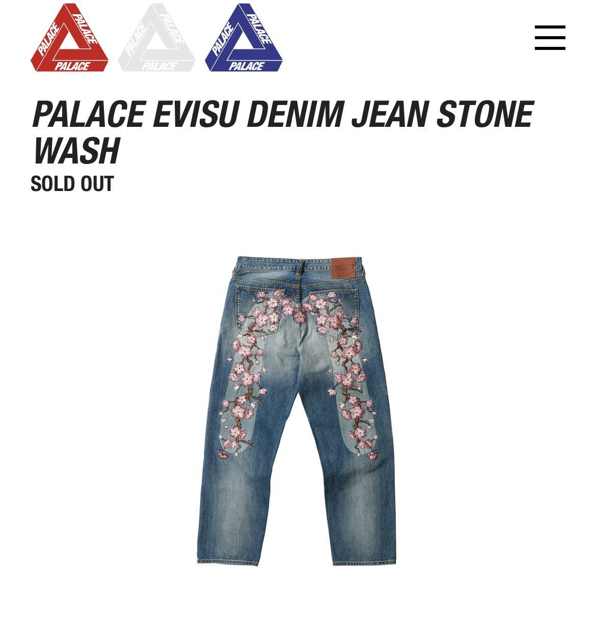 palace evisu denim stone wash jean 32 | hartwellspremium.com