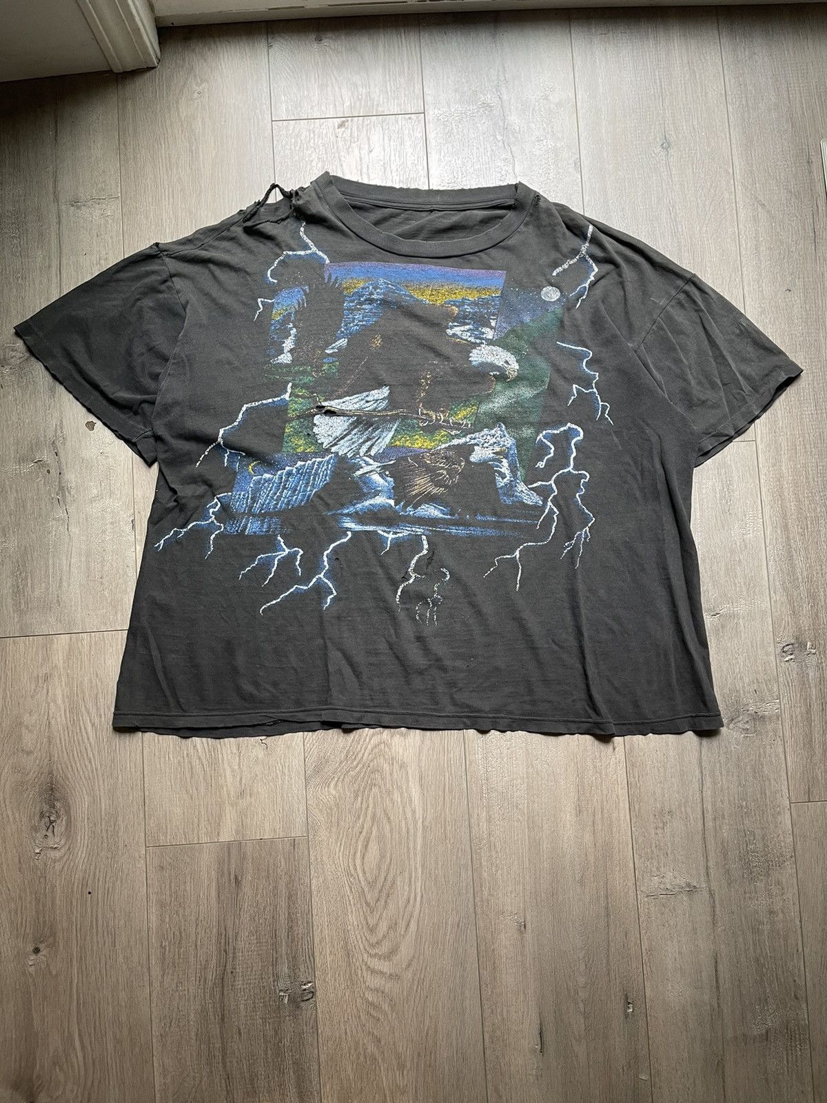 Harley Davidson × Vintage Vintage 90s Faded And Distressed American Thunder T Shirt Size US L / EU 52-54 / 3 - 1 Thumbnail