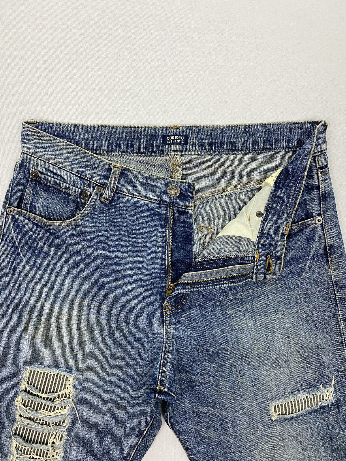 Japanese Brand Corisco Authentic Distressed Patchwork Denim Size US 31 - 7 Thumbnail