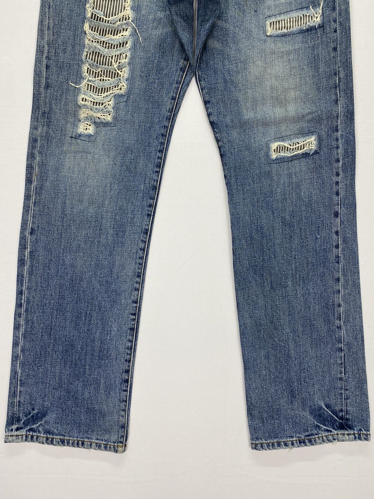 Japanese Brand Corisco Authentic Distressed Patchwork Denim Size US 31 - 5 Thumbnail