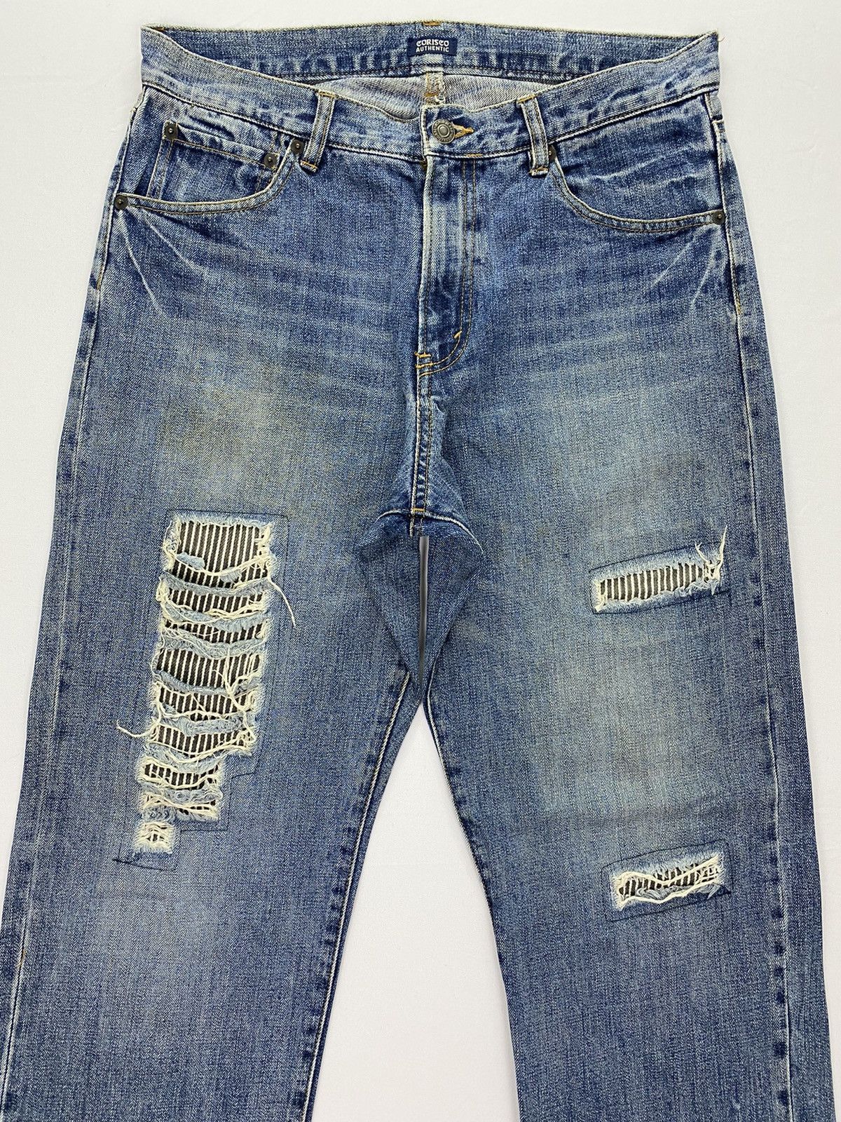 Japanese Brand Corisco Authentic Distressed Patchwork Denim Size US 31 - 3 Thumbnail
