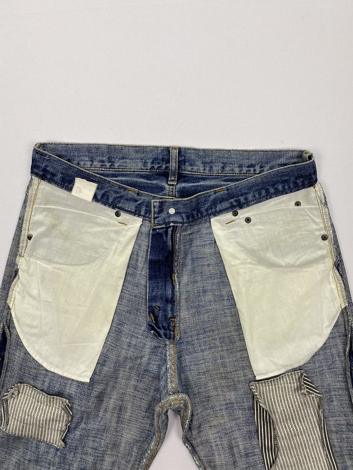 Japanese Brand Corisco Authentic Distressed Patchwork Denim Size US 31 - 12 Thumbnail