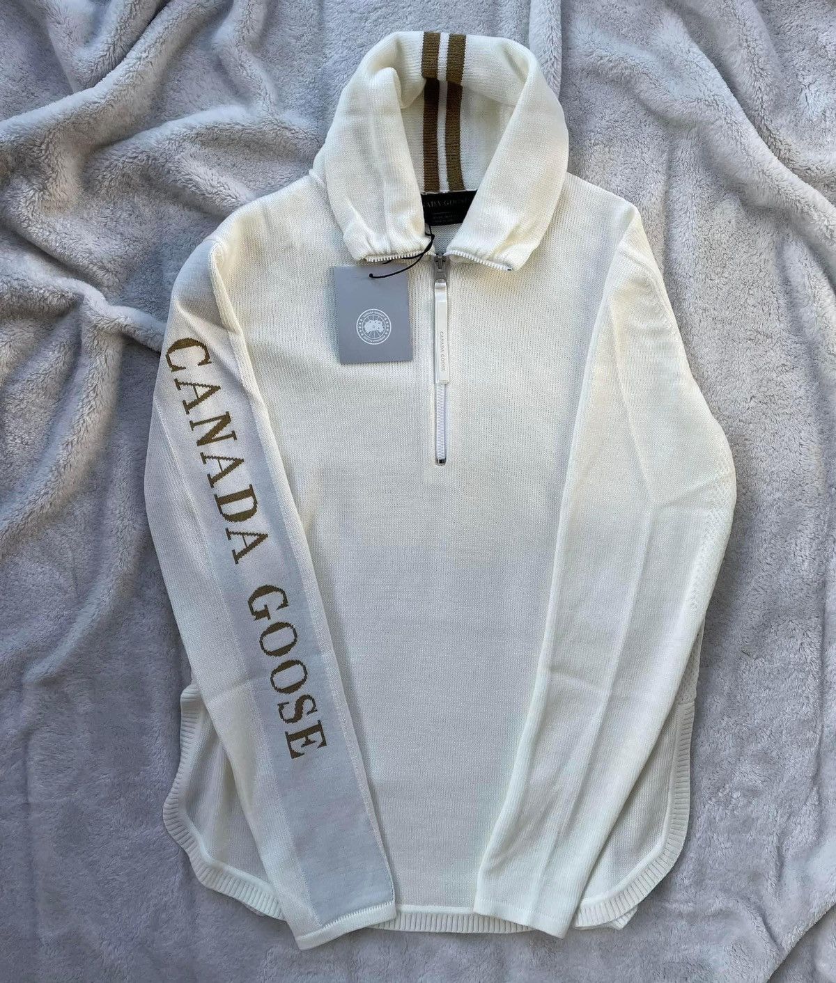 Canada Goose Cream Fairhaven 1/4 Zip Sweater
