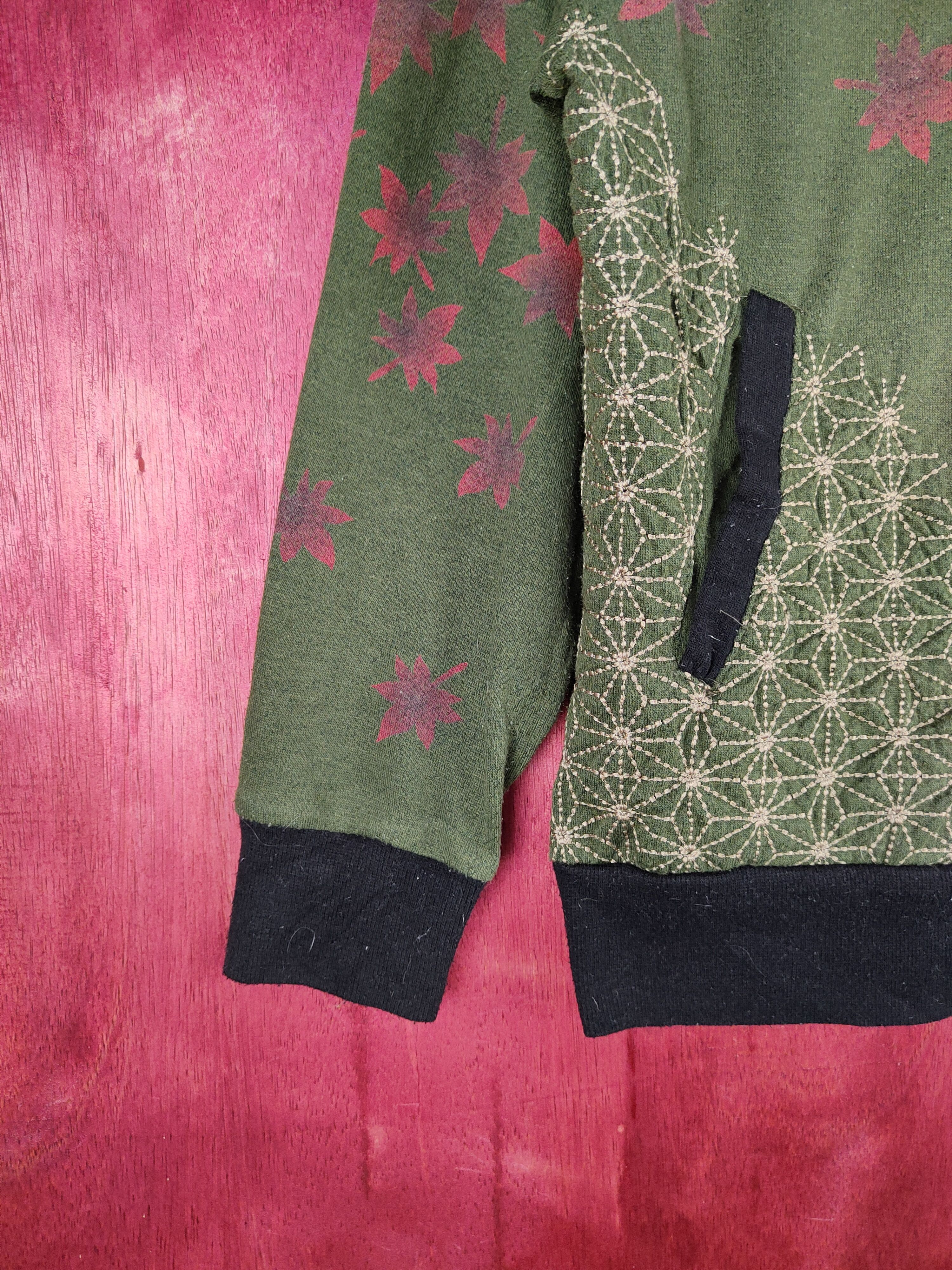 Japanese Brand San Maruichi Japan Shashiko Green Hoodie Sweater #S609DL Size US M / EU 48-50 / 2 - 6 Thumbnail