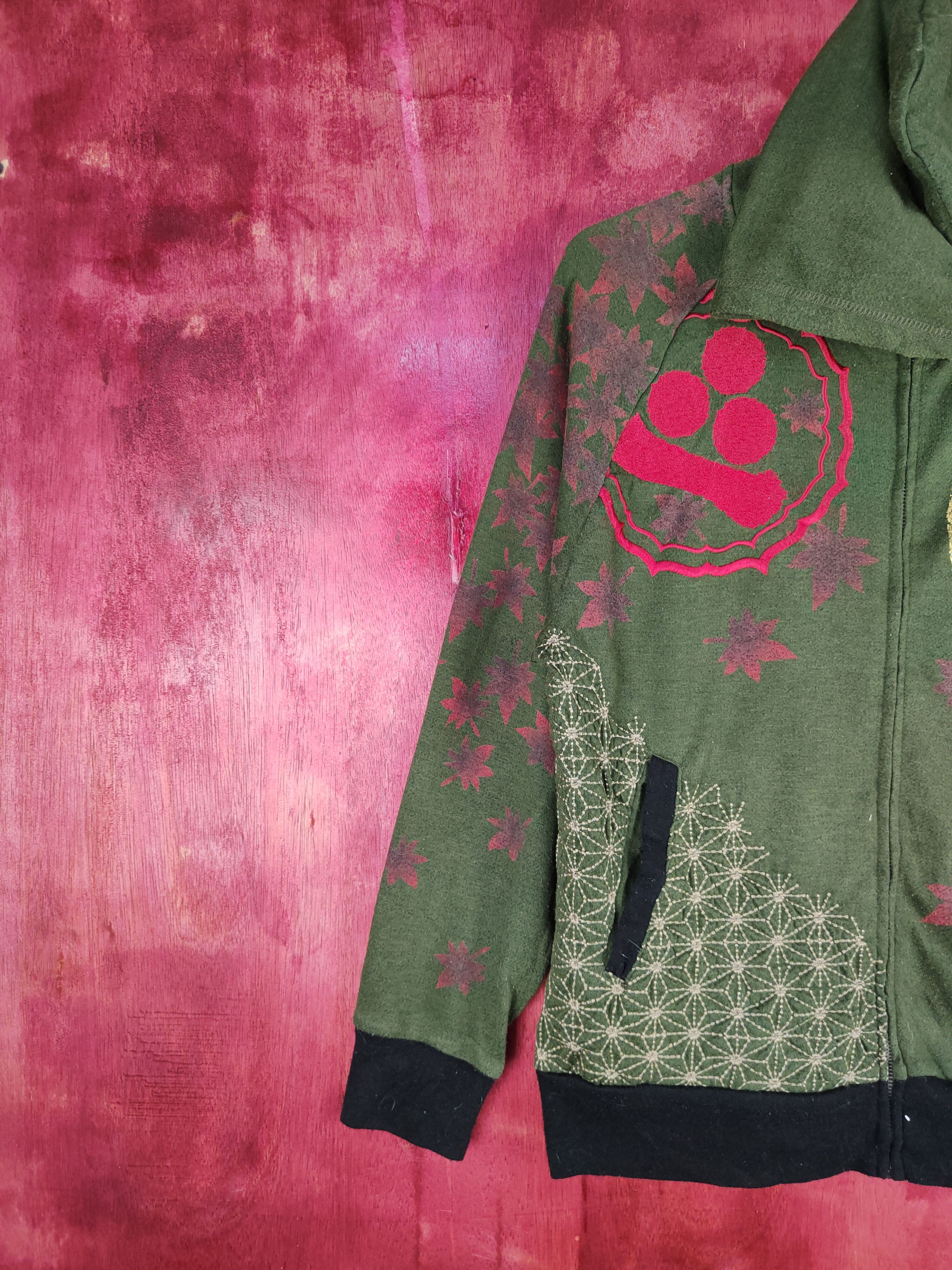 Japanese Brand San Maruichi Japan Shashiko Green Hoodie Sweater #S609DL Size US M / EU 48-50 / 2 - 5 Thumbnail