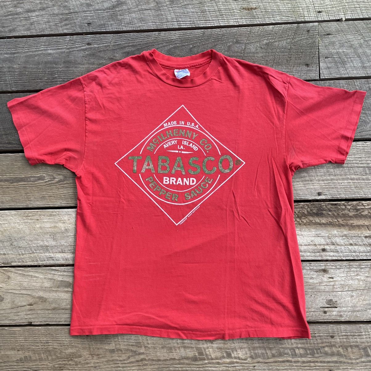 Vintage Vintage 90s Distressed Tabasco Hot Sauce T Shirt Size US XL / EU 56 / 4 - 1 Thumbnail