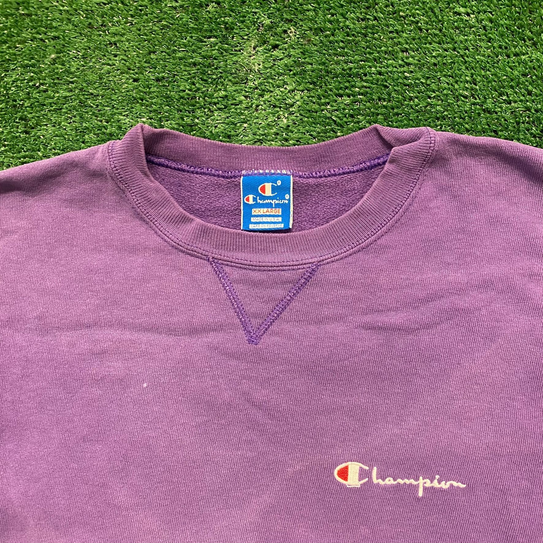 Champion Champion Logo Crewneck Vintage 90s Purple Sweatshirt Size US XL / EU 56 / 4 - 2 Thumbnail