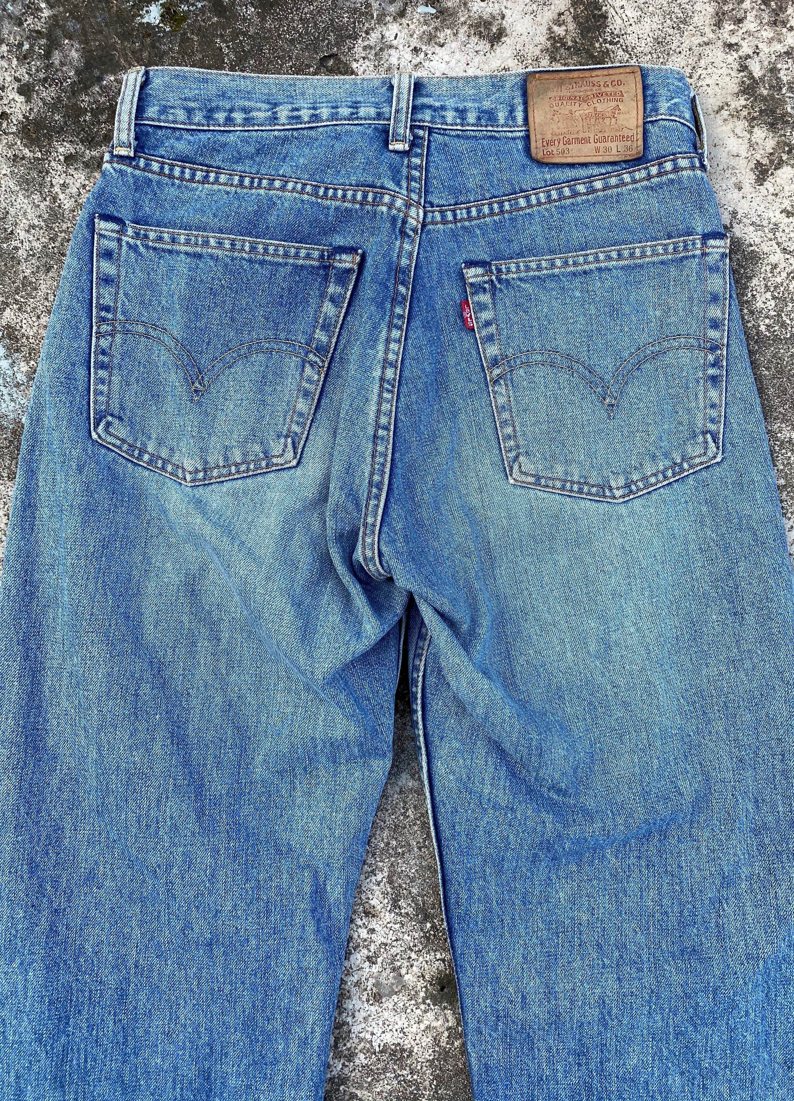 Levi's 90s Vintage Light Blue Wash Levis 503 Small E TabRedline Size US 29 - 12 Thumbnail