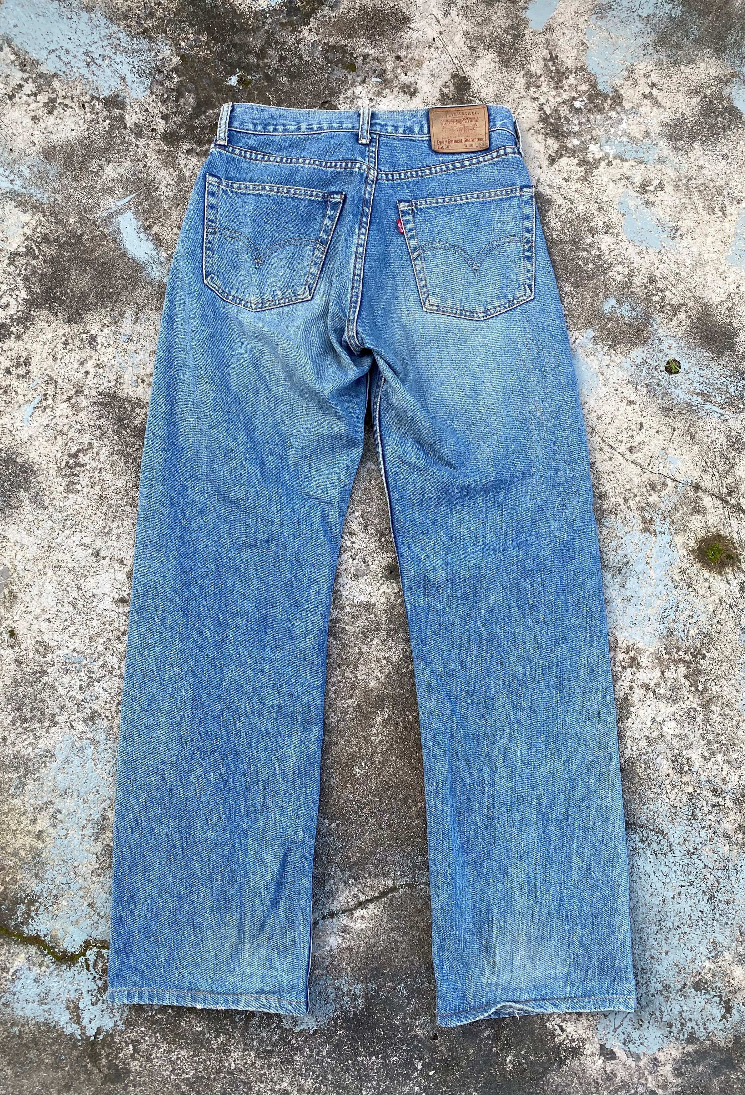 Levi's 90s Vintage Light Blue Wash Levis 503 Small E TabRedline Size US 29 - 3 Thumbnail