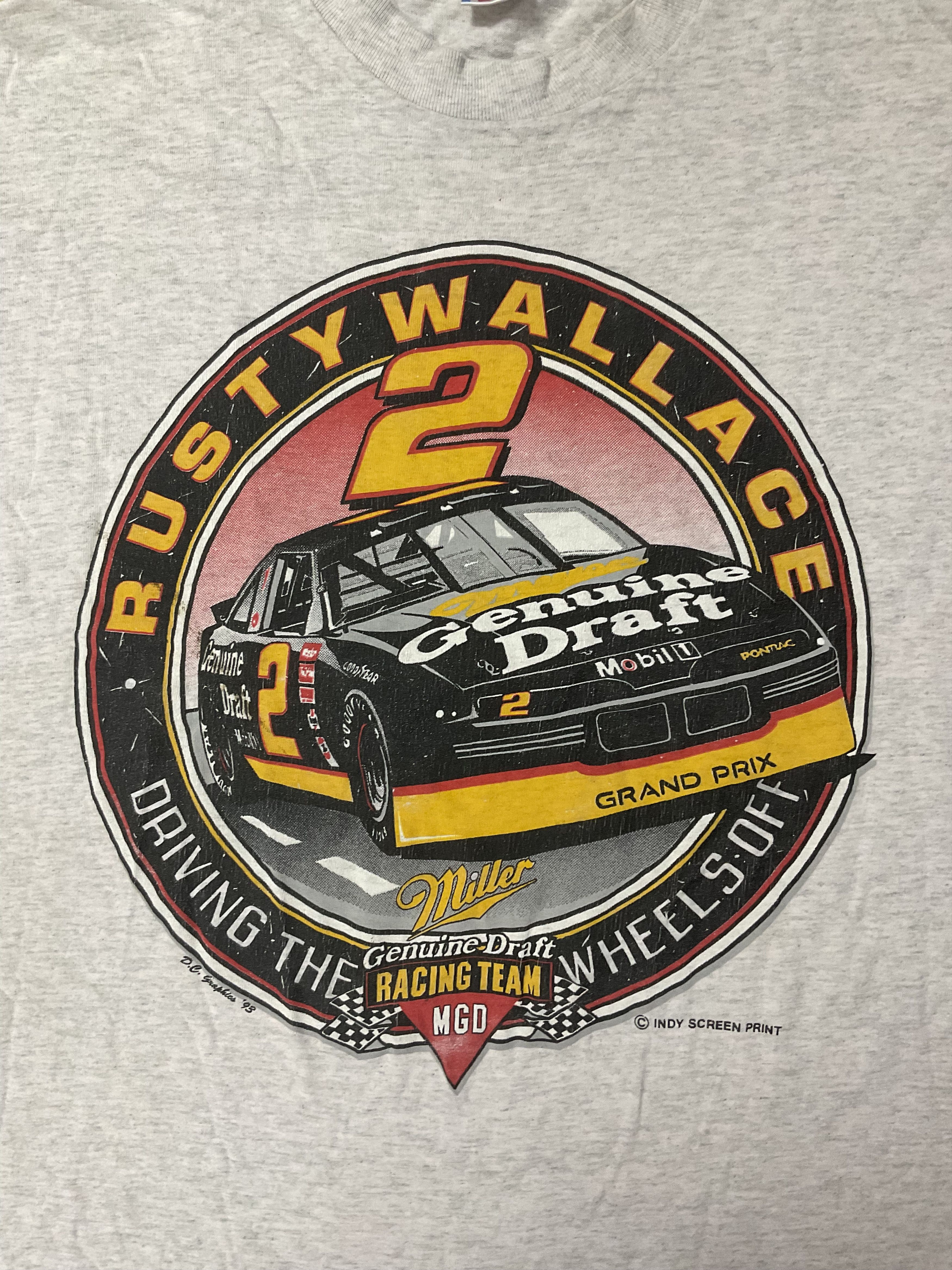 NASCAR Vintage 1993 Rusty Wallace Miller Racing NASCAR T-Shirt Size US XL / EU 56 / 4 - 3 Thumbnail