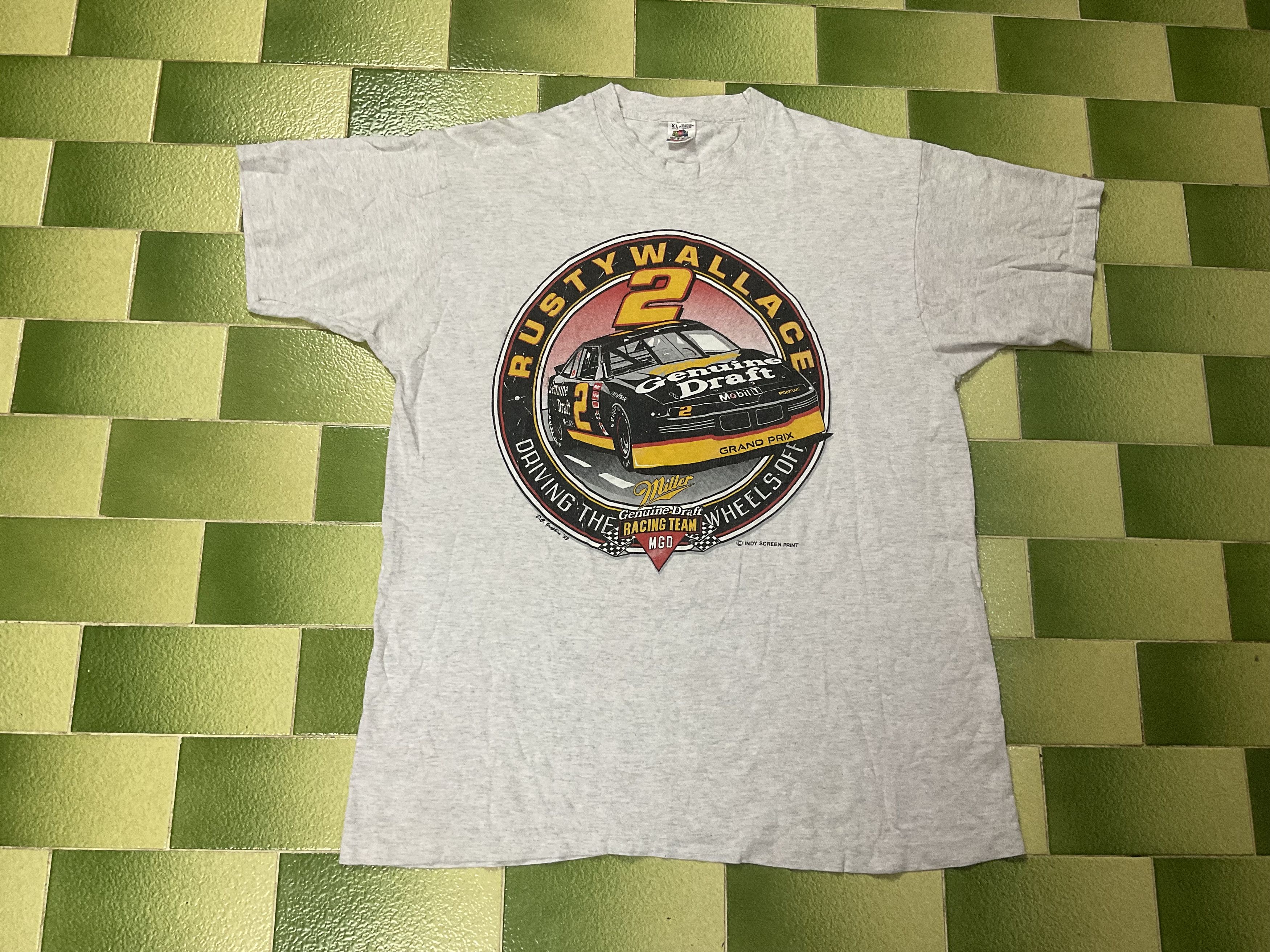 NASCAR Vintage 1993 Rusty Wallace Miller Racing NASCAR T-Shirt Size US XL / EU 56 / 4 - 1 Thumbnail